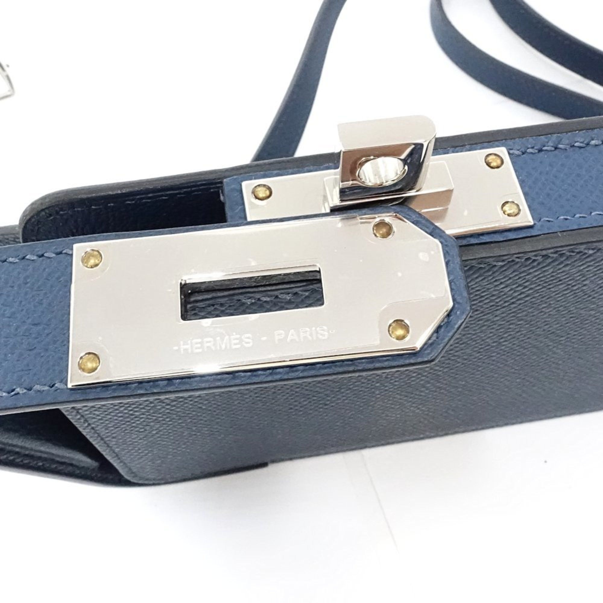 Hermes HERMES Aka Box WNN005 Pochette Shoulder Bag in Leather, Blue de Plus, Women's, 188592 Size ONE SIZE - 5 Thumbnail