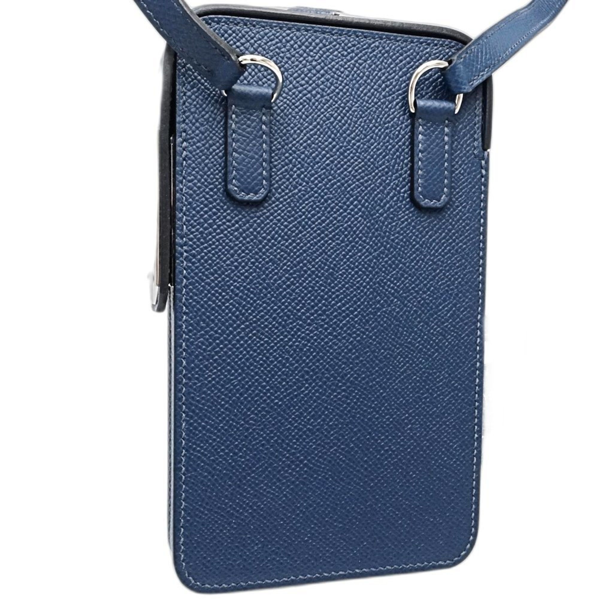 Hermes HERMES Aka Box WNN005 Pochette Shoulder Bag in Leather, Blue de Plus, Women's, 188592 Size ONE SIZE - 3 Thumbnail