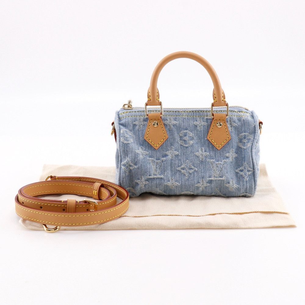Louis Vuitton Louis Vuitton Louis Vuitton Nano Speedy Monogram 2way Bag Denim Handbag M11212 DUTY FREE for USA Size ONE SIZE - 11 Thumbnail