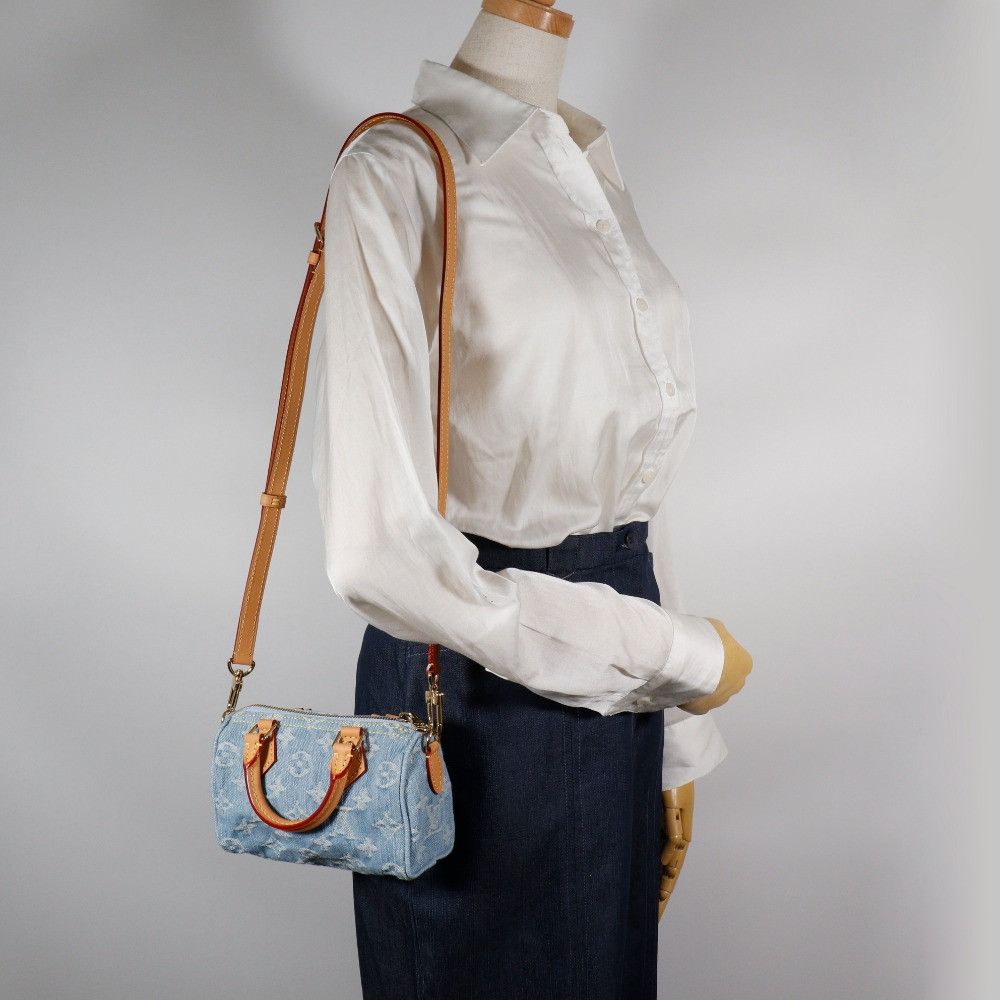 Louis Vuitton Louis Vuitton Louis Vuitton Nano Speedy Monogram 2way Bag Denim Handbag M11212 DUTY FREE for USA Size ONE SIZE - 10 Thumbnail