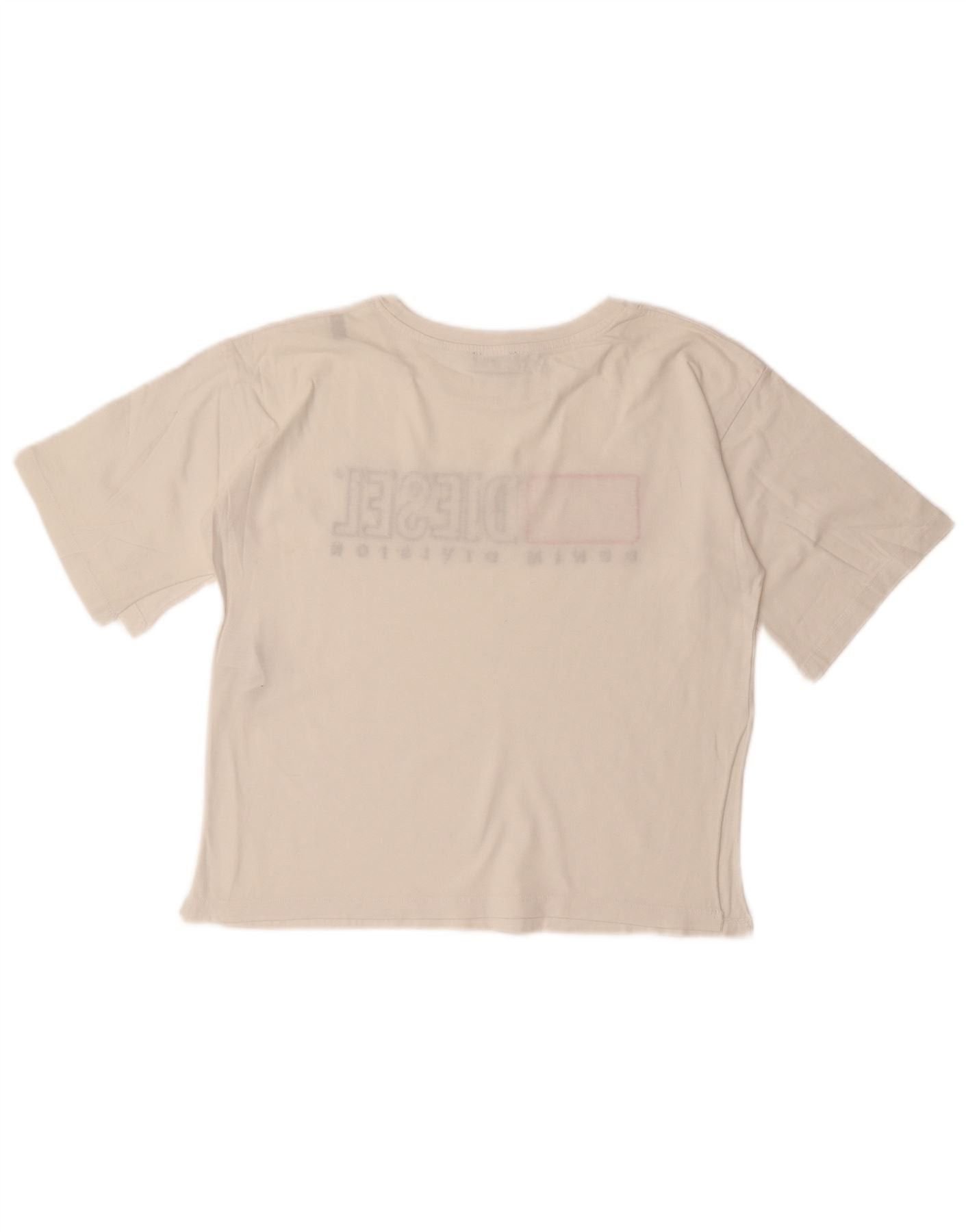 Diesel Womens Crop Graphic T-Shirt Top UK 12 Medium White Cotton Size XS / US 0-2 / IT 36-38 - 2 Thumbnail