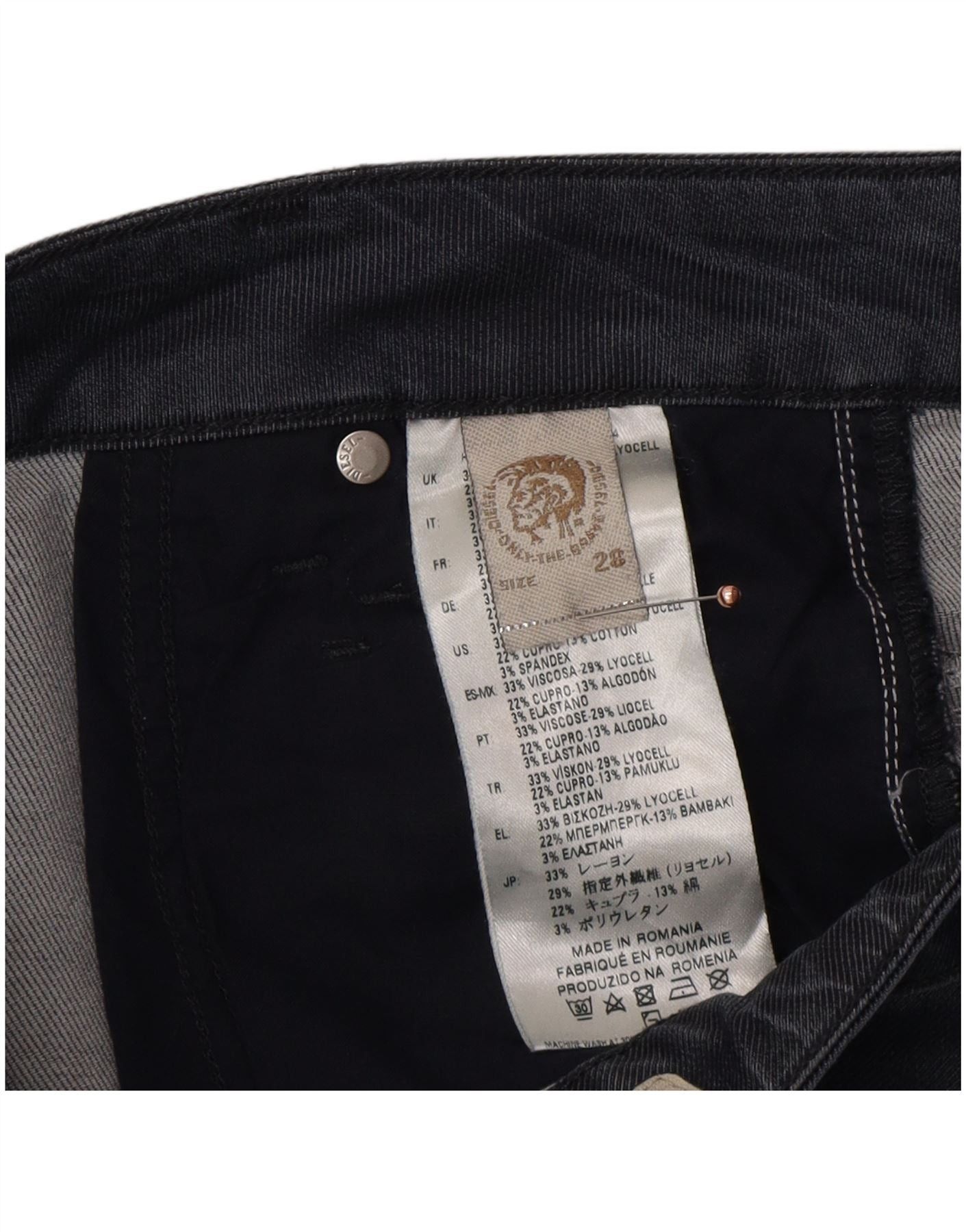 Diesel Mens Skinny Jeans W28 L32 Navy Blue Rayon Size US 28 / EU 44 - 4 Thumbnail