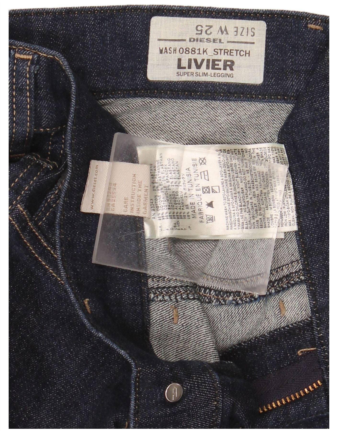 Diesel Womens Livier Super Slim Jegging Jeans W25 L32 Navy Blue Cot Size 42" / US 20 - 3 Thumbnail