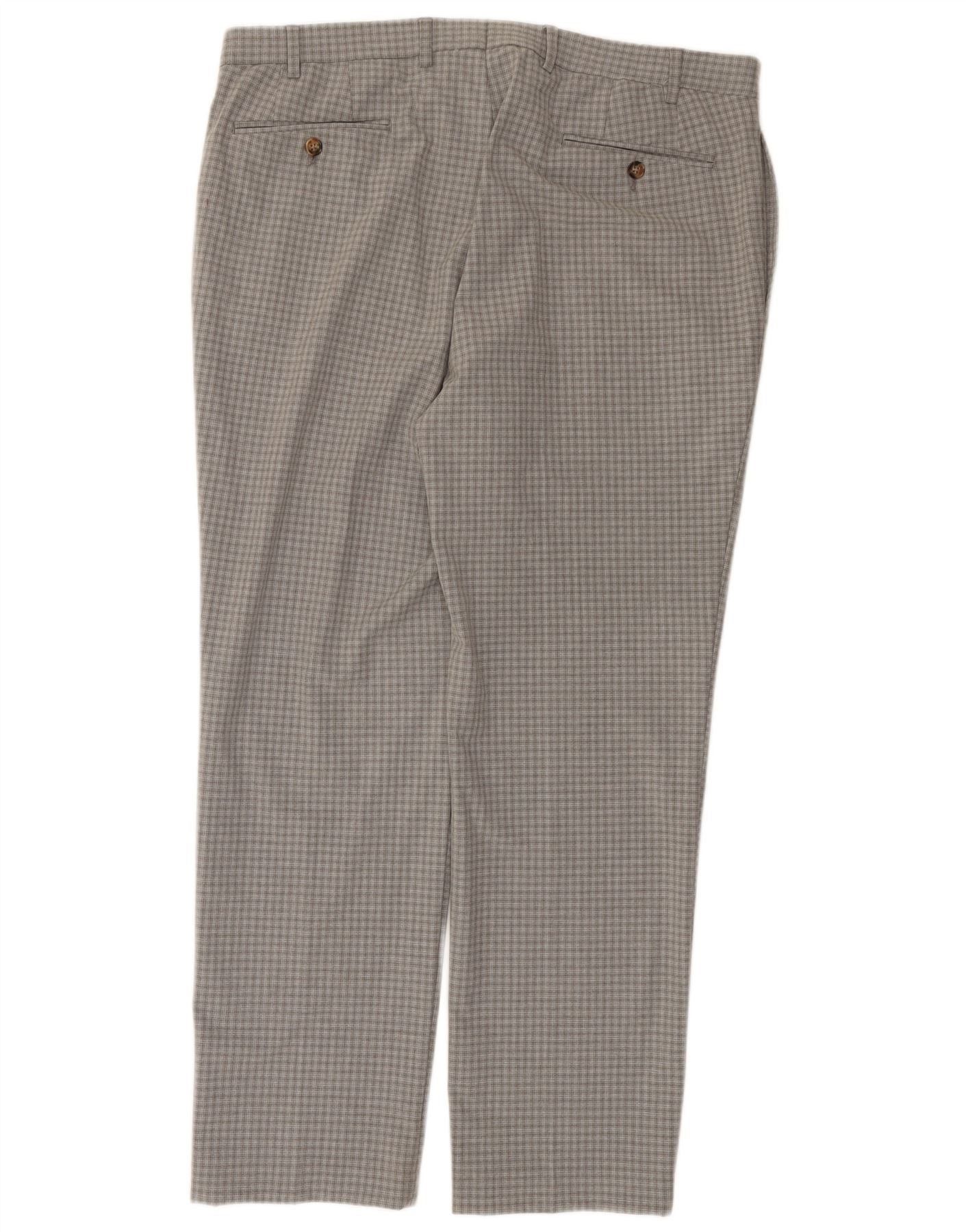 Ralph Lauren Mens Straight Suit Trousers W38 L30 Grey Check Polyester Size 38R - 2 Thumbnail
