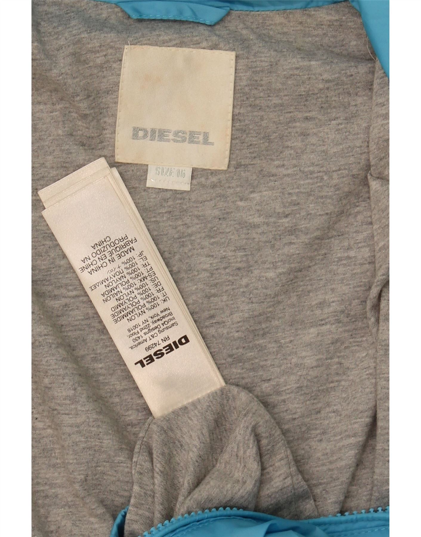 Diesel Boys Graphic Windbreaker Jacket 15-16 Years Blue Nylon Size XL / US 12-14 / IT 48-50 - 3 Thumbnail