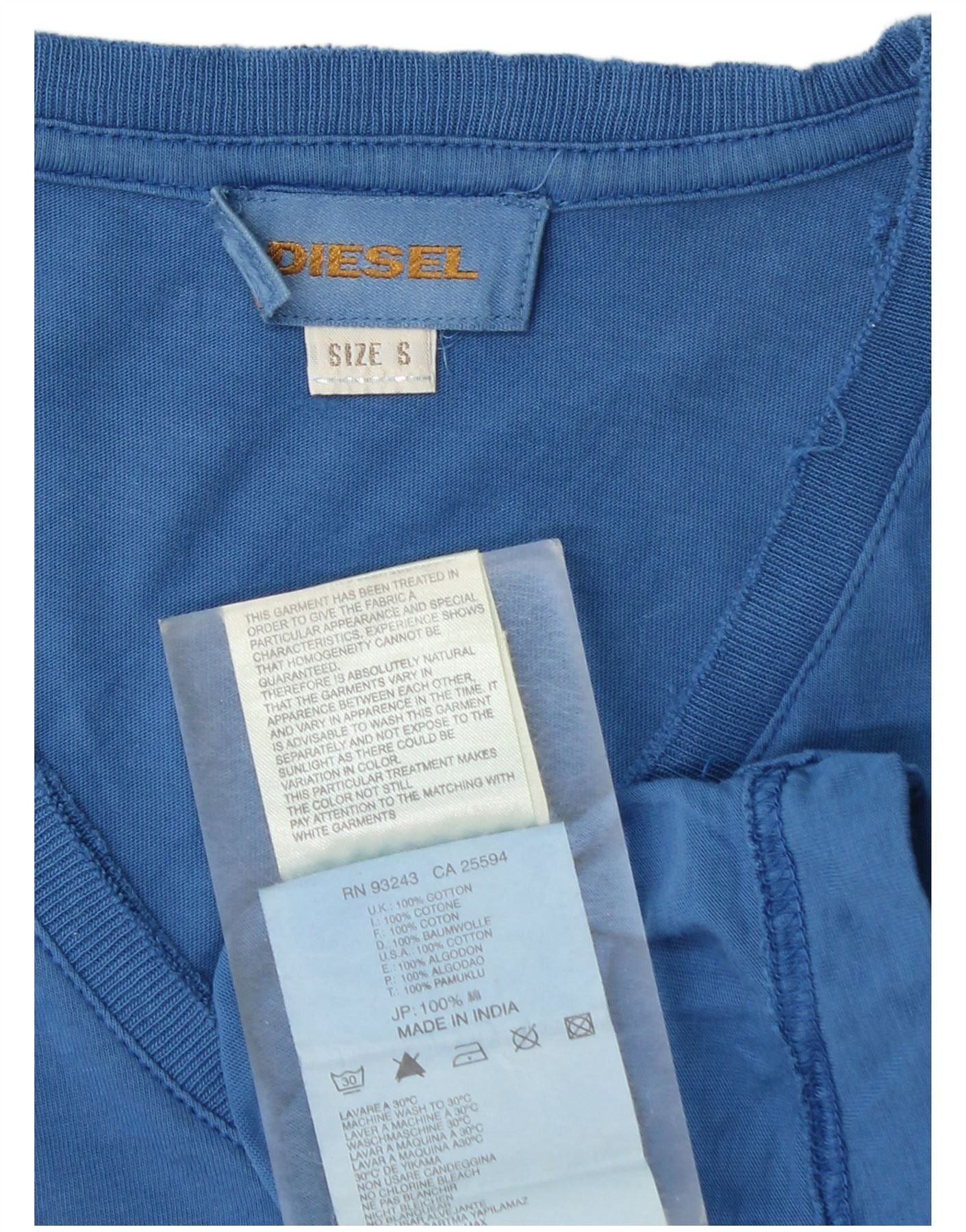 Diesel Womens T-Shirt Top UK 10 Small Blue Cotton Size XS / US 0-2 / IT 36-38 - 3 Thumbnail