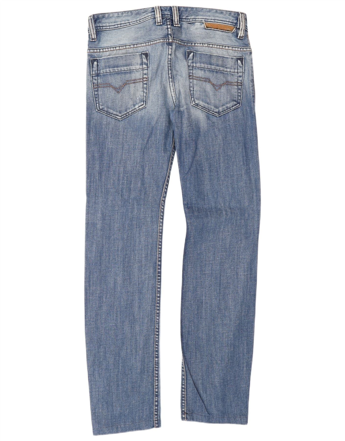 Diesel Mens Distressed Straight Jeans W30 L34 Blue Cotton Size US 30 / EU 46 - 2 Thumbnail