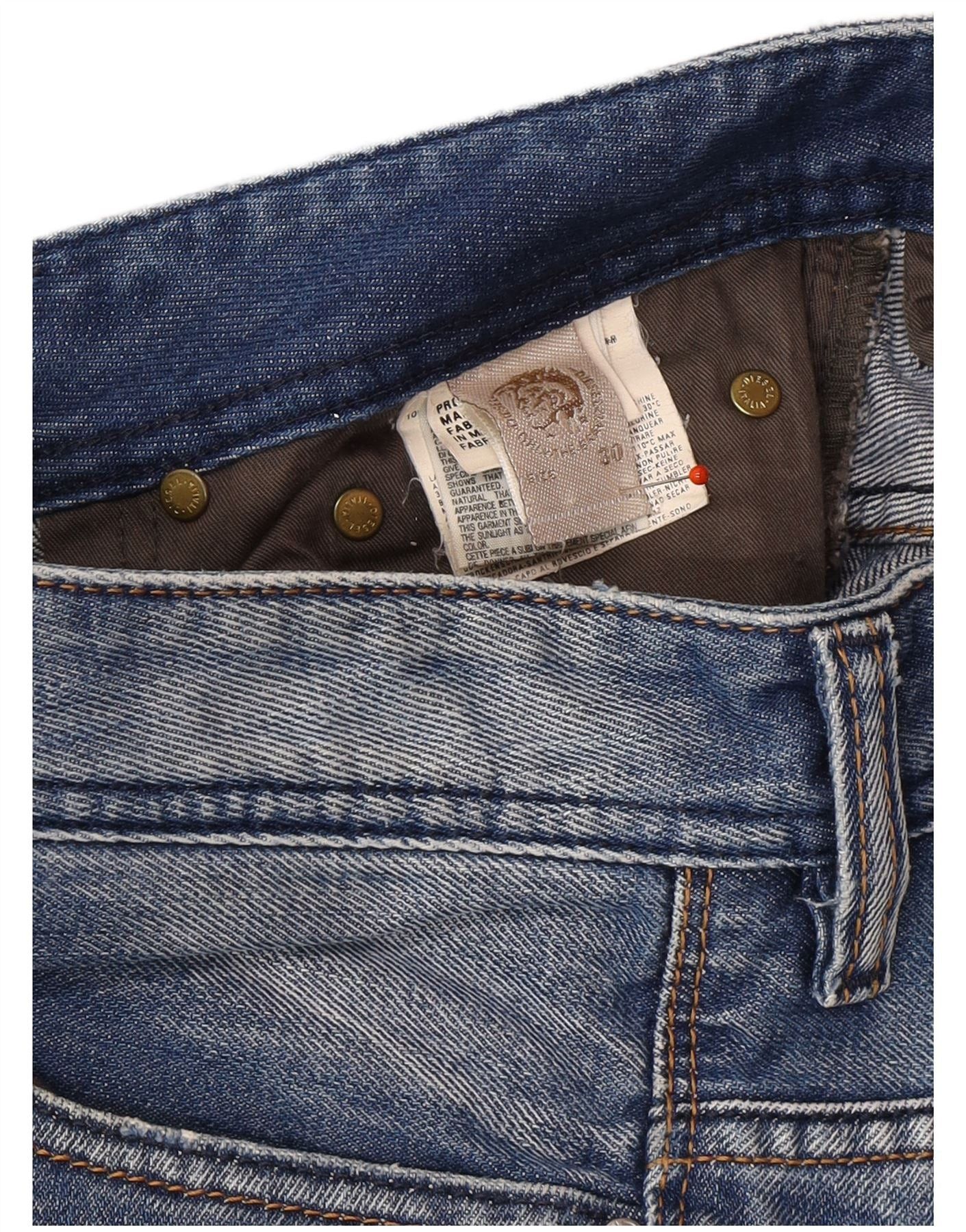 Diesel Mens Distressed Straight Jeans W30 L34 Blue Cotton Size US 30 / EU 46 - 4 Thumbnail