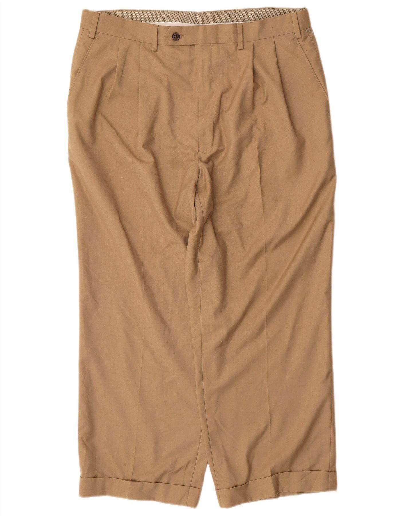Ralph Lauren Mens Straight Suit Trousers W36 L26 Beige Polyester Size 36R - 3 Thumbnail