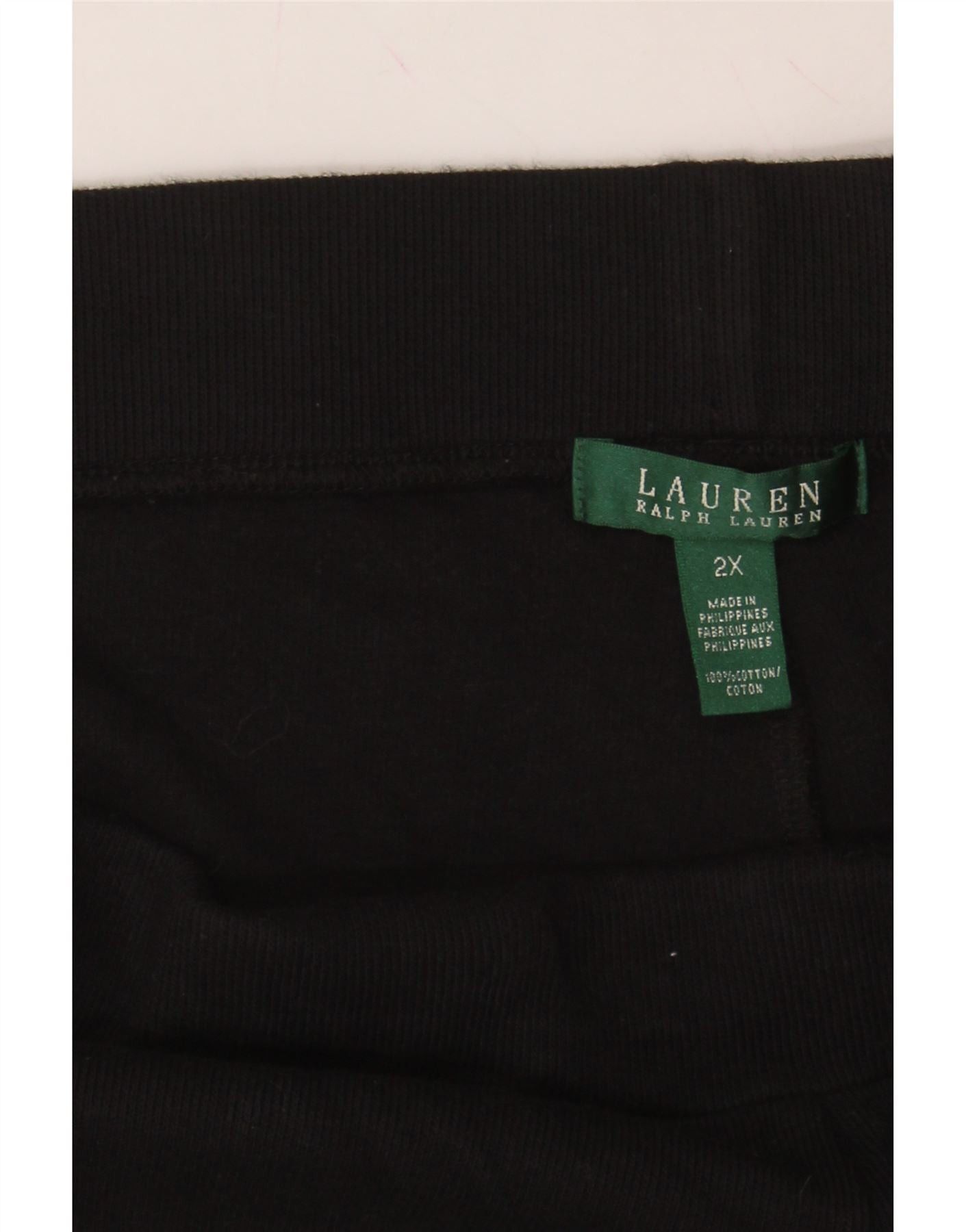 Ralph Lauren Womens Tracksuit Trousers UK 20 2XL Black Cotton Size 40" / US 18 - 3 Thumbnail