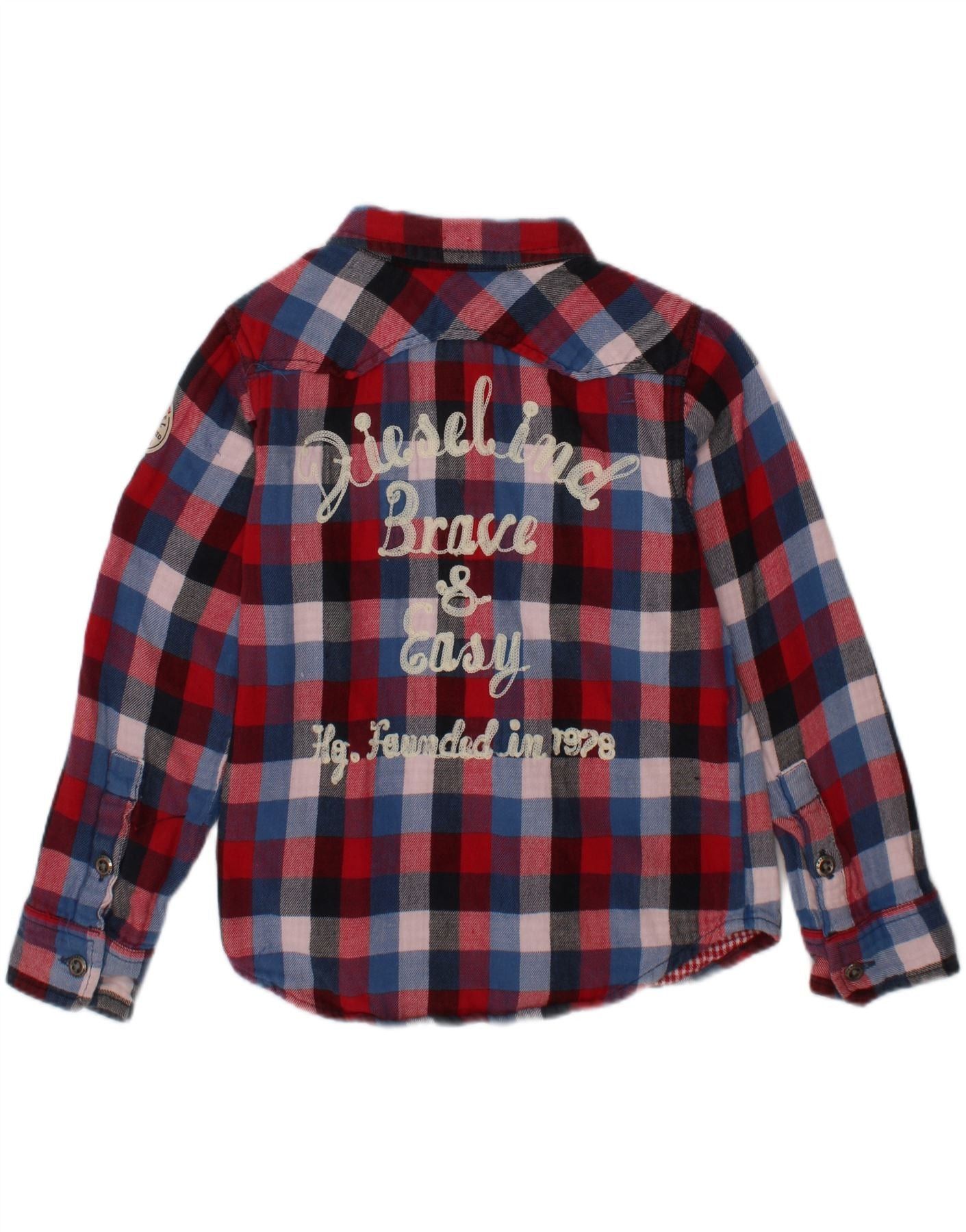 Diesel Boys Flannel Shirt 3-4 Years Red Check Cotton Size XXS / US 00 / IT 34 - 2 Thumbnail