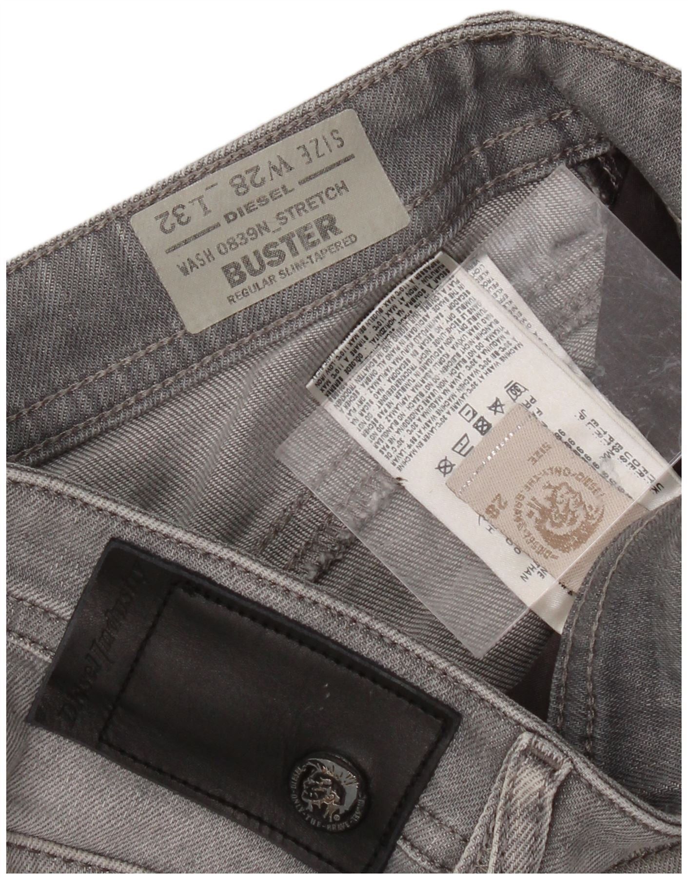Diesel Mens Buster Regular Slim Tapered Jeans W28 L32 Grey Cotton Size US 28 / EU 44 - 5 Thumbnail