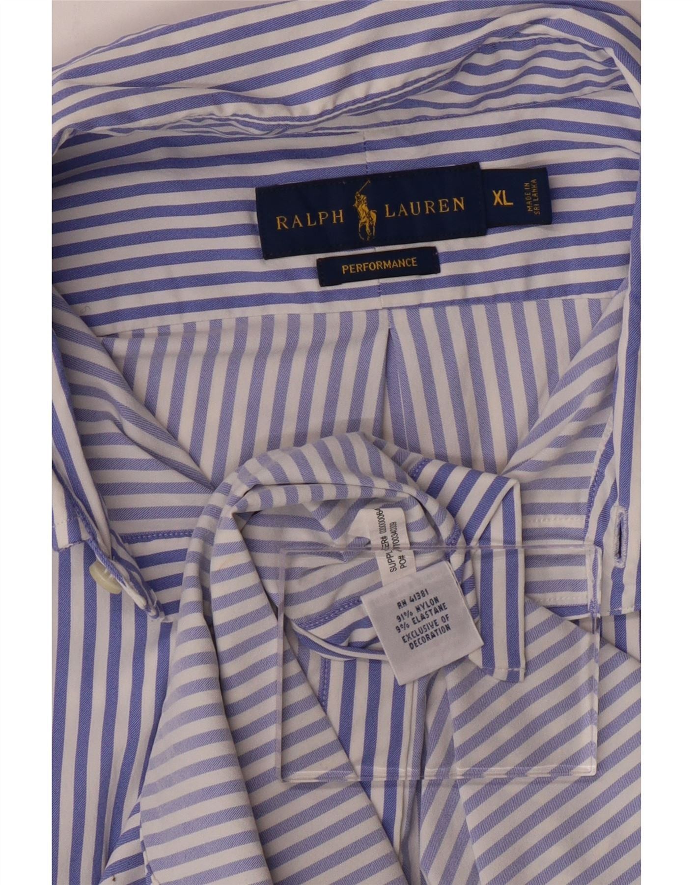 Ralph Lauren Mens Performance Shirt XL Blue Striped Nylon Size US XL / EU 56 / 4 - 7 Thumbnail
