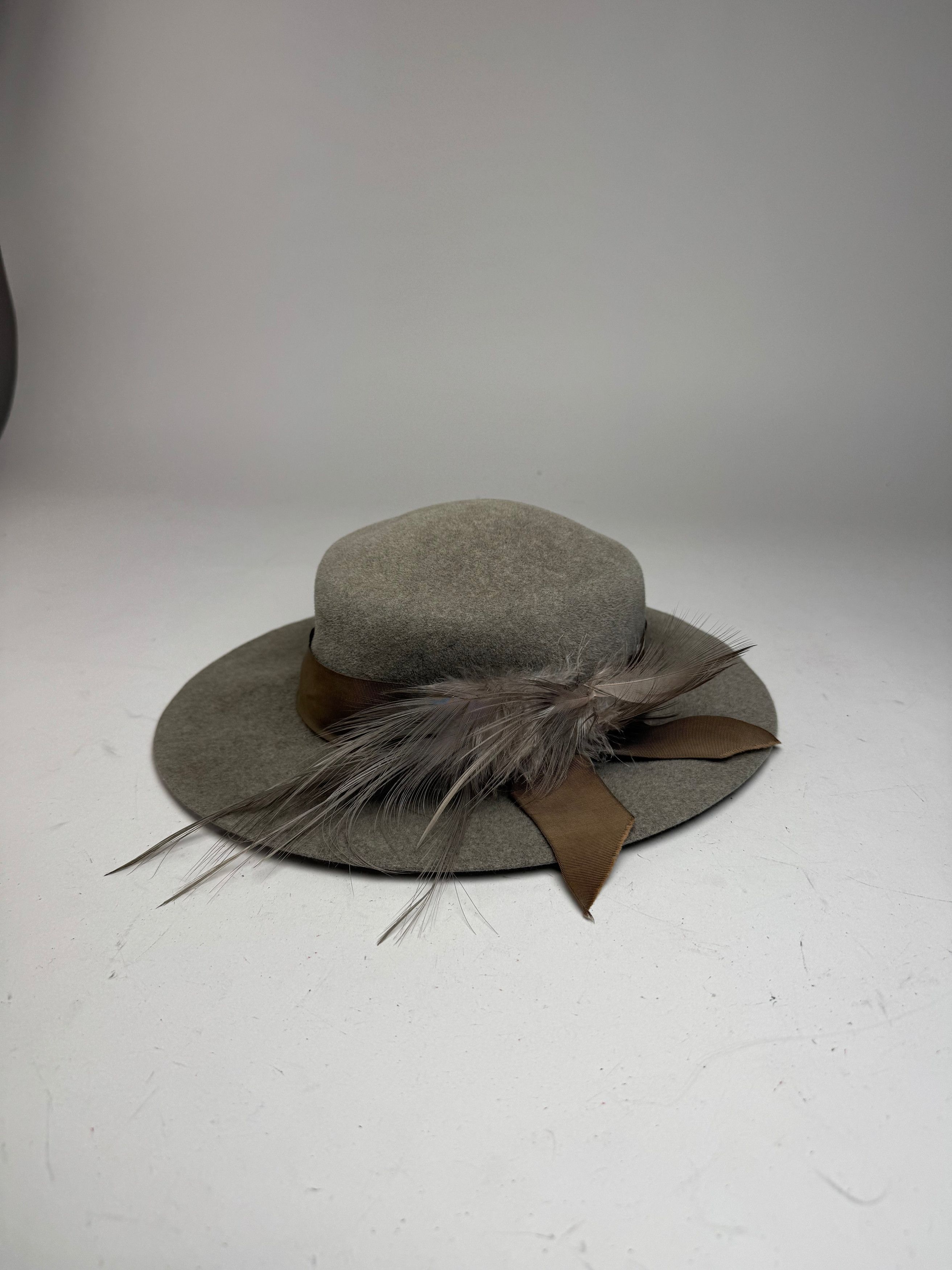 Jil Sander Vintage Wool Feather Hat Grey Size ONE SIZE - 10 Thumbnail