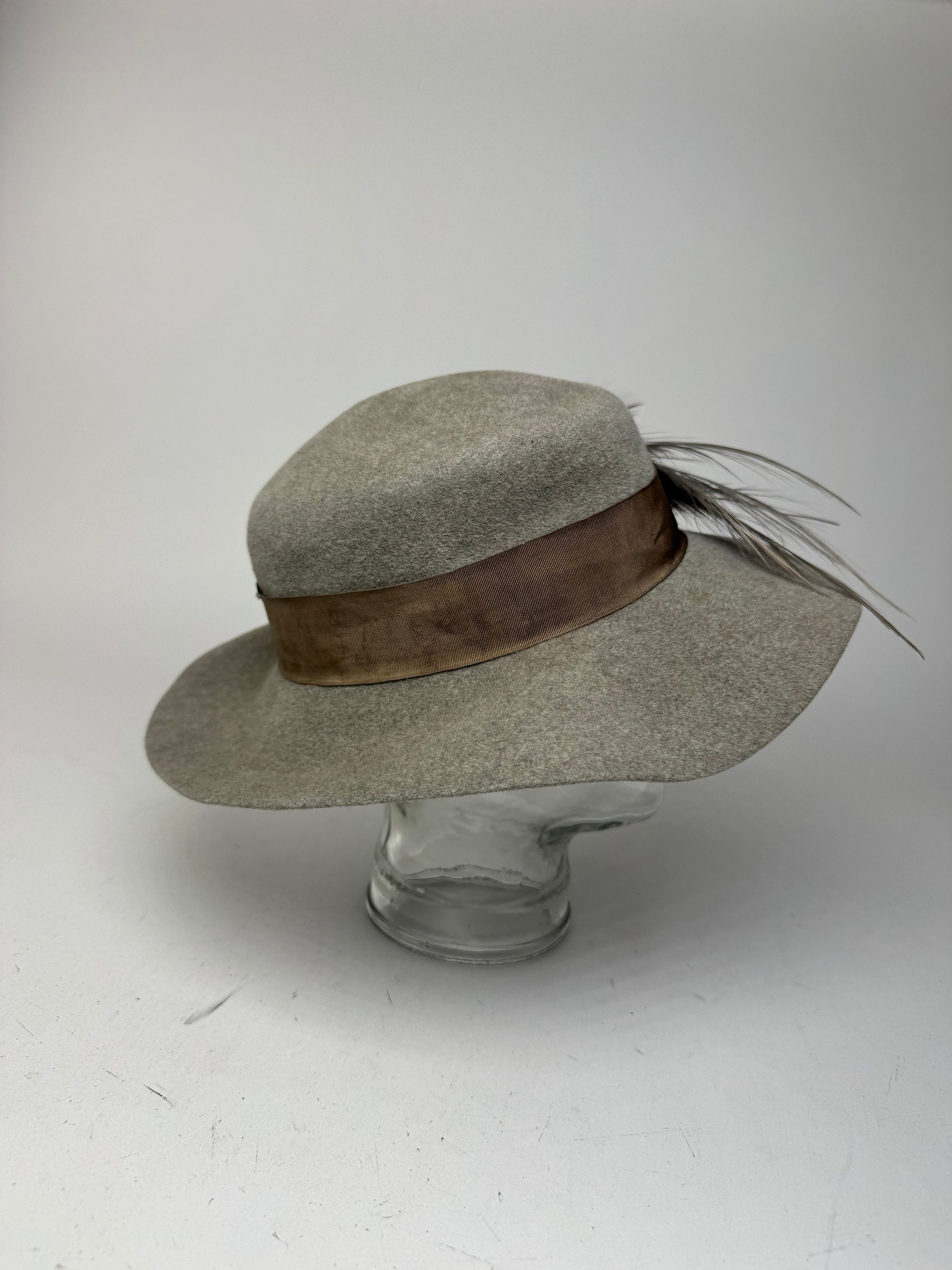 Jil Sander Vintage Wool Feather Hat Grey Size ONE SIZE - 7 Thumbnail
