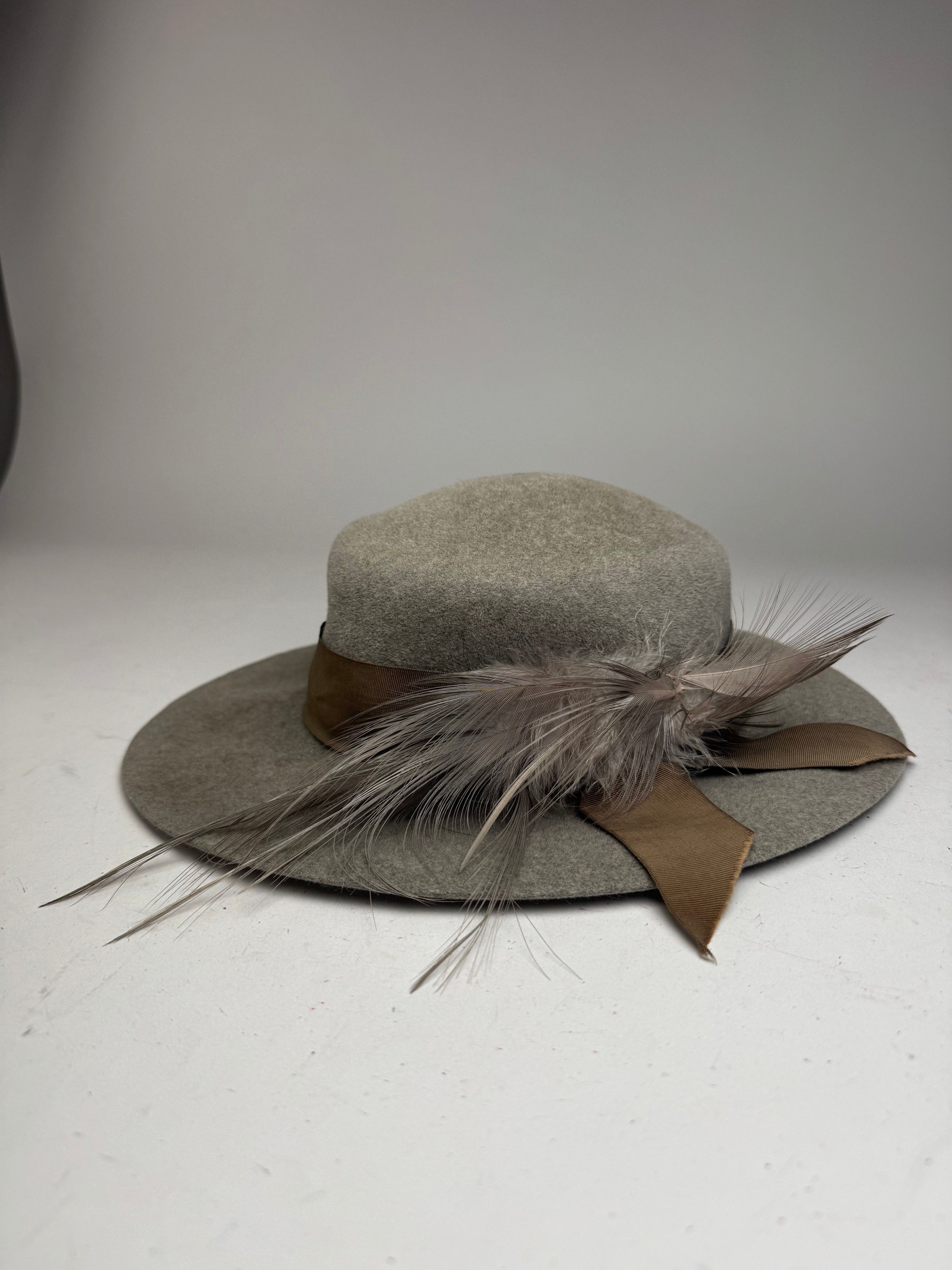 Jil Sander Vintage Wool Feather Hat Grey Size ONE SIZE - 8 Thumbnail
