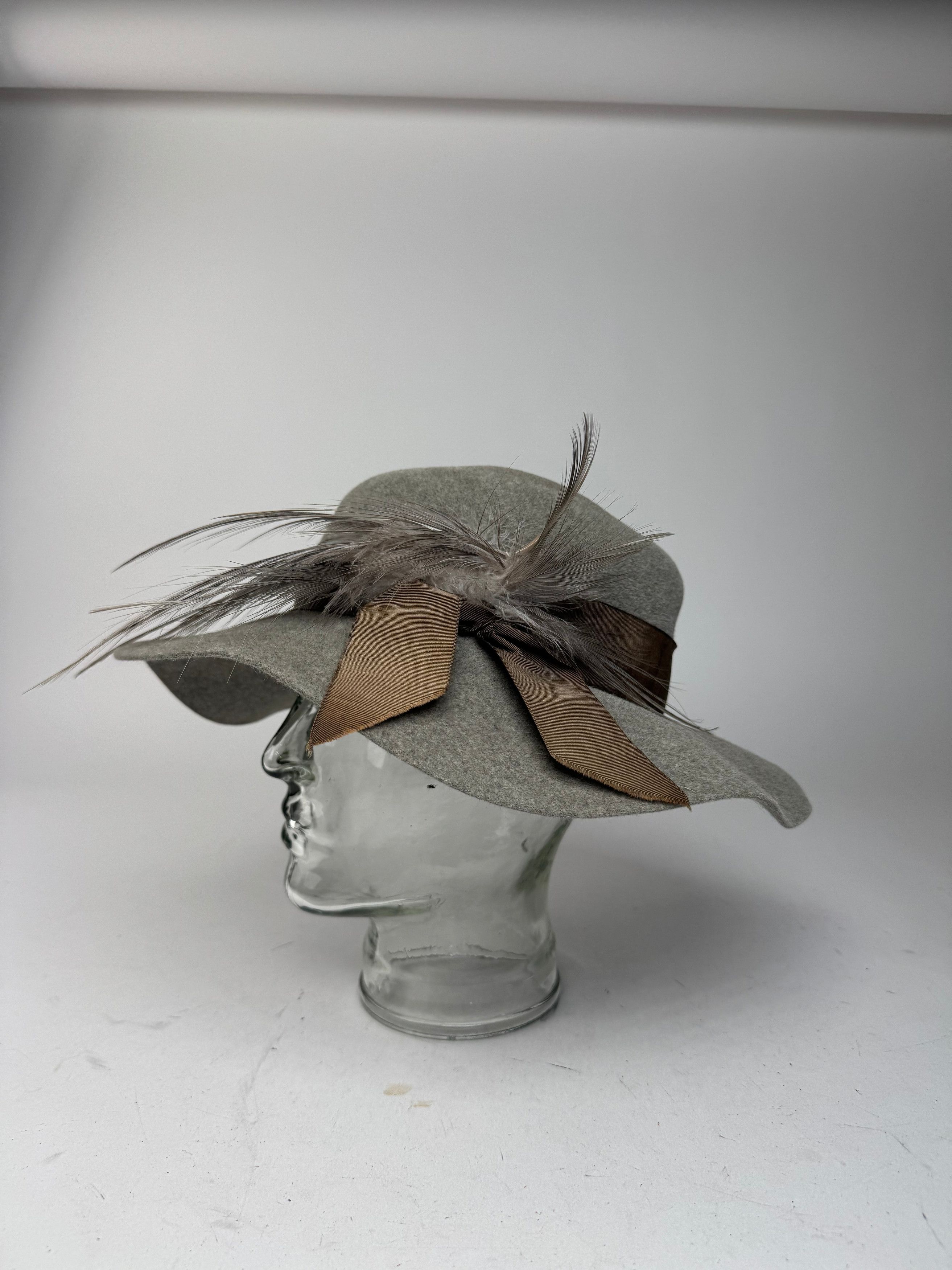 Jil Sander Vintage Wool Feather Hat Grey Size ONE SIZE - 6 Thumbnail
