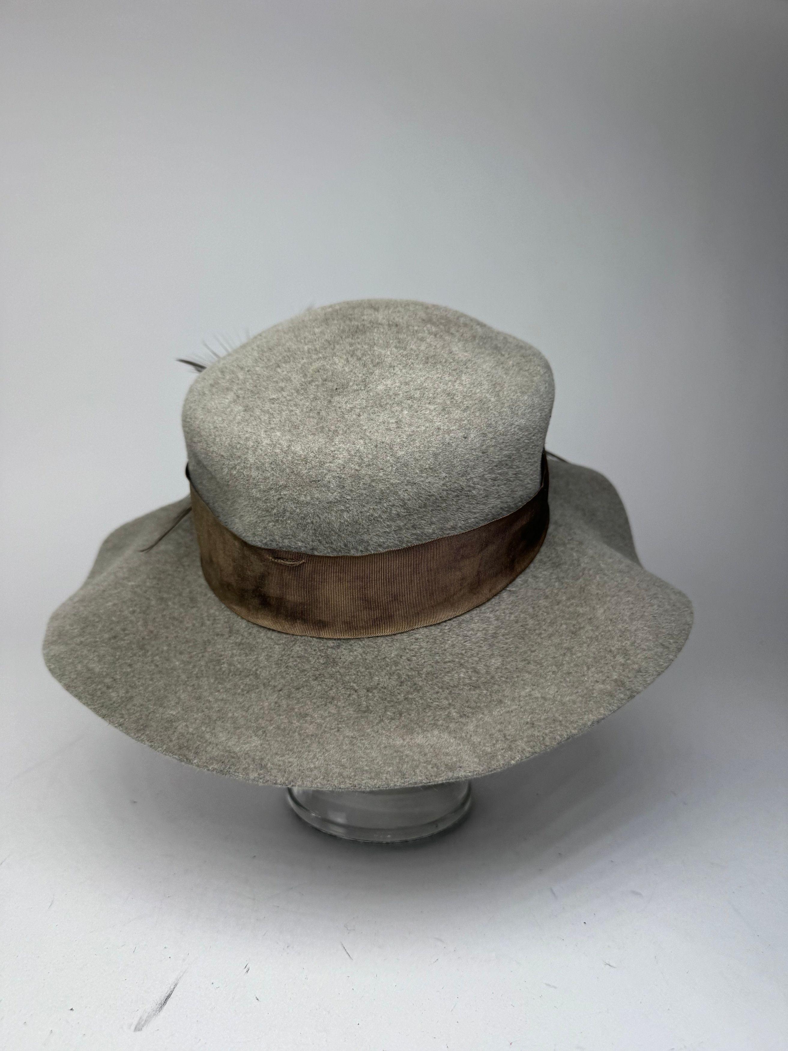 Jil Sander Vintage Wool Feather Hat Grey Size ONE SIZE - 9 Thumbnail