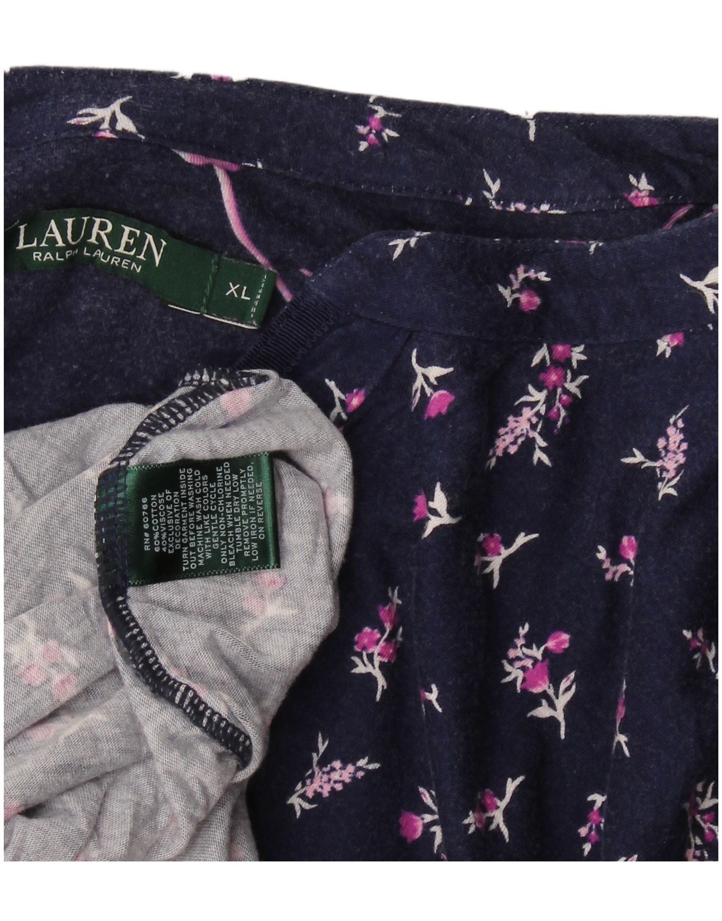 Ralph Lauren Womens Long Sleeve Tent Dress UK 18 XL Navy Blue Floral Size L / US 10 / IT 46 - 3 Thumbnail