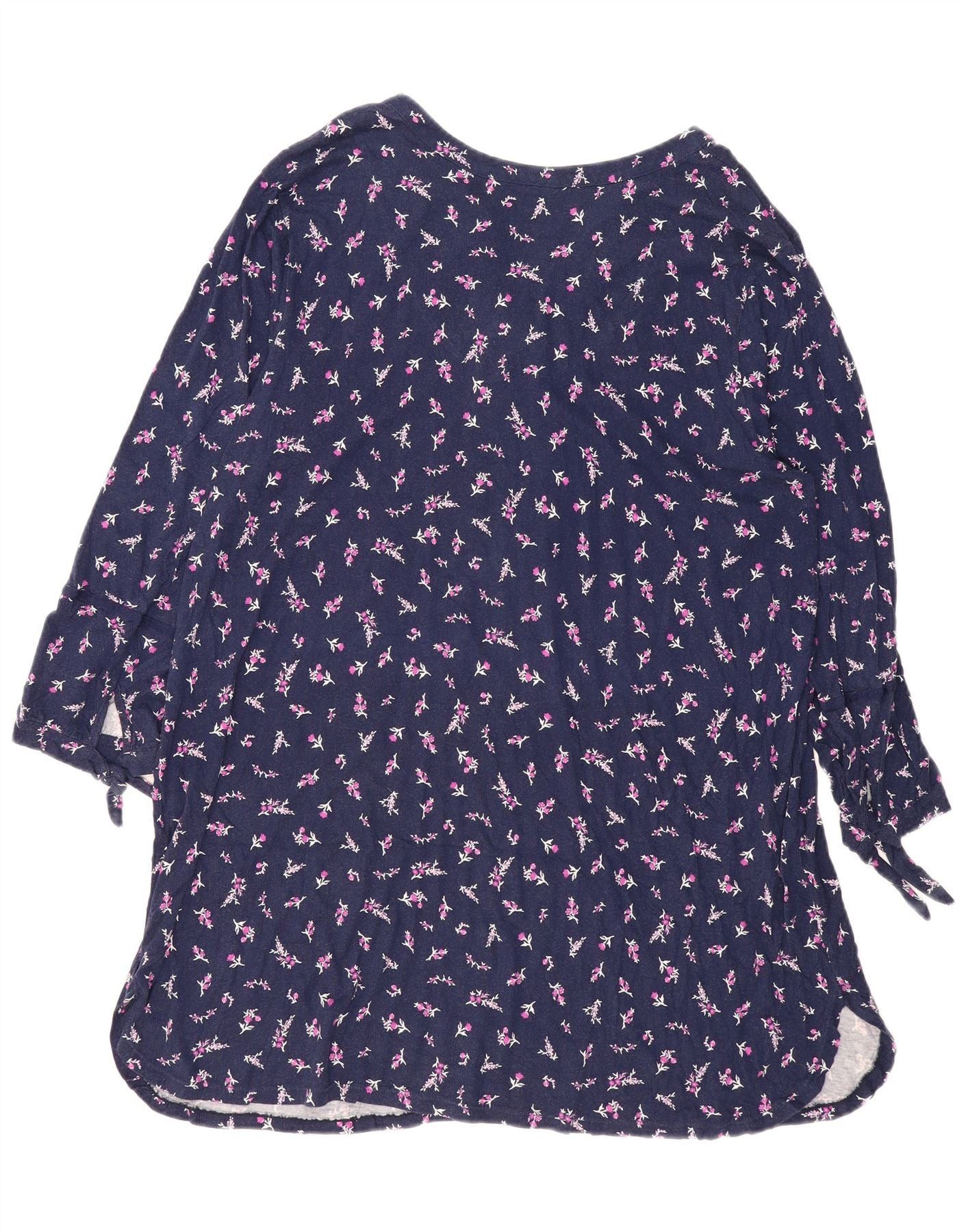 Ralph Lauren Womens Long Sleeve Tent Dress UK 18 XL Navy Blue Floral Size L / US 10 / IT 46 - 2 Thumbnail
