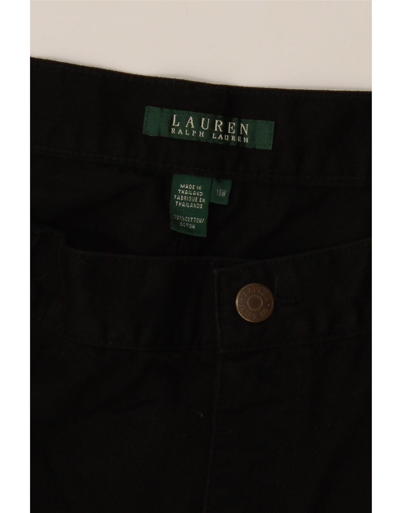 Ralph Lauren Womens Straight Capri Trousers US 16 2XL W36 L21 Black Cotto Size 40" / US 18 - 3 Thumbnail