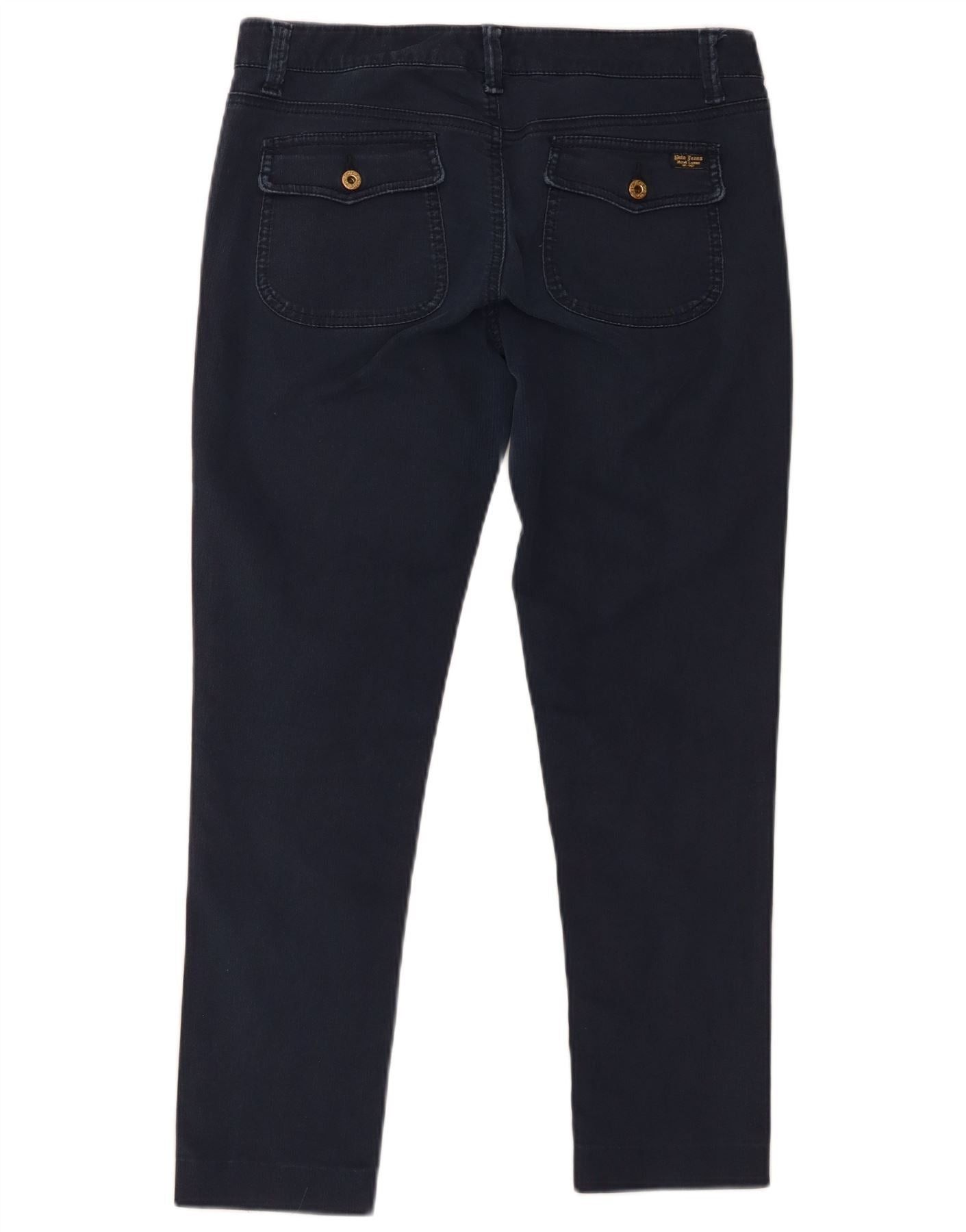 Ralph Lauren Womens Slim Cropped Trousers W28 L26 Navy Blue Cotton Size 24" / US 00 / IT 34 - 4 Thumbnail