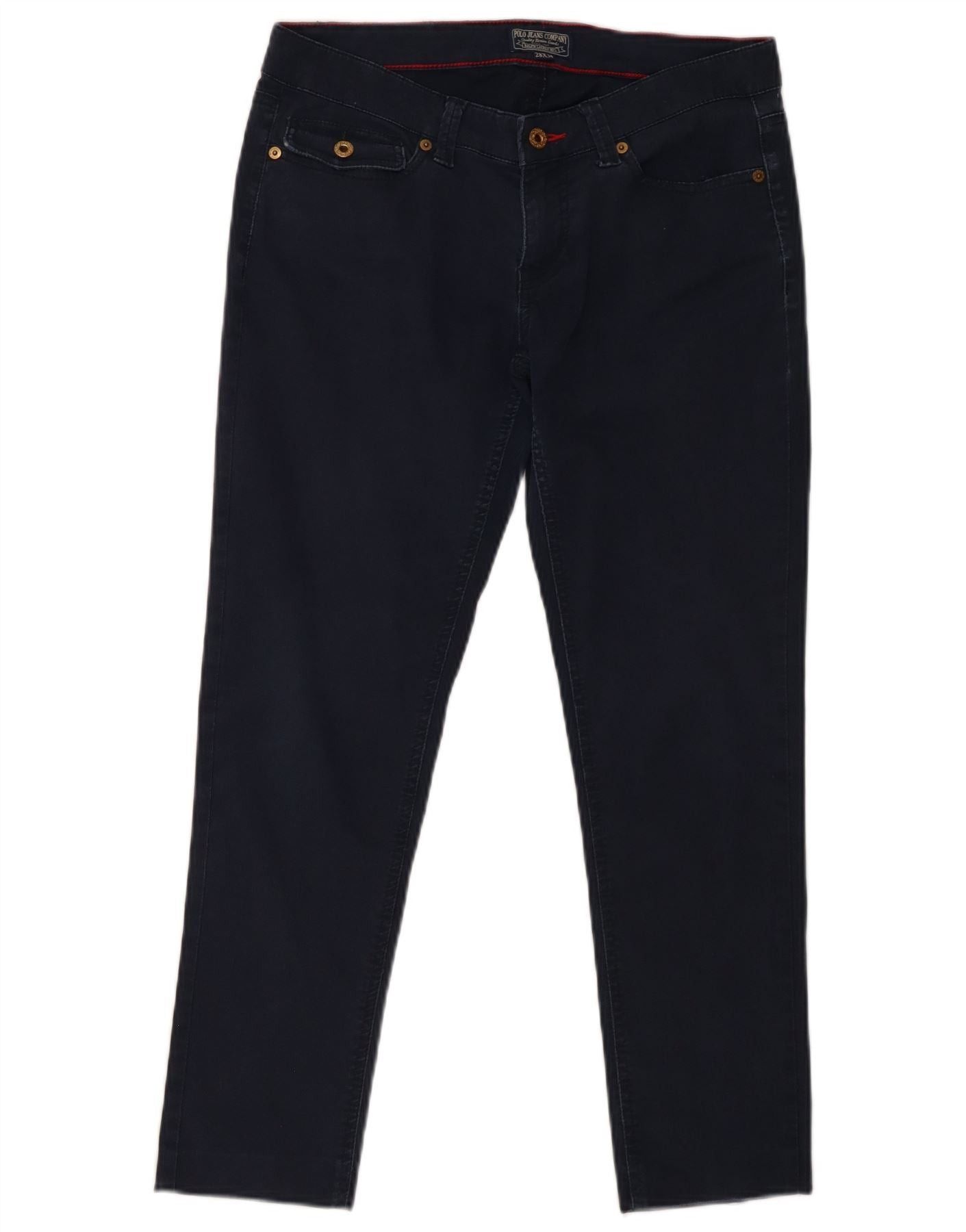 Ralph Lauren Womens Slim Cropped Trousers W28 L26 Navy Blue Cotton Size 24" / US 00 / IT 34 - 3 Thumbnail