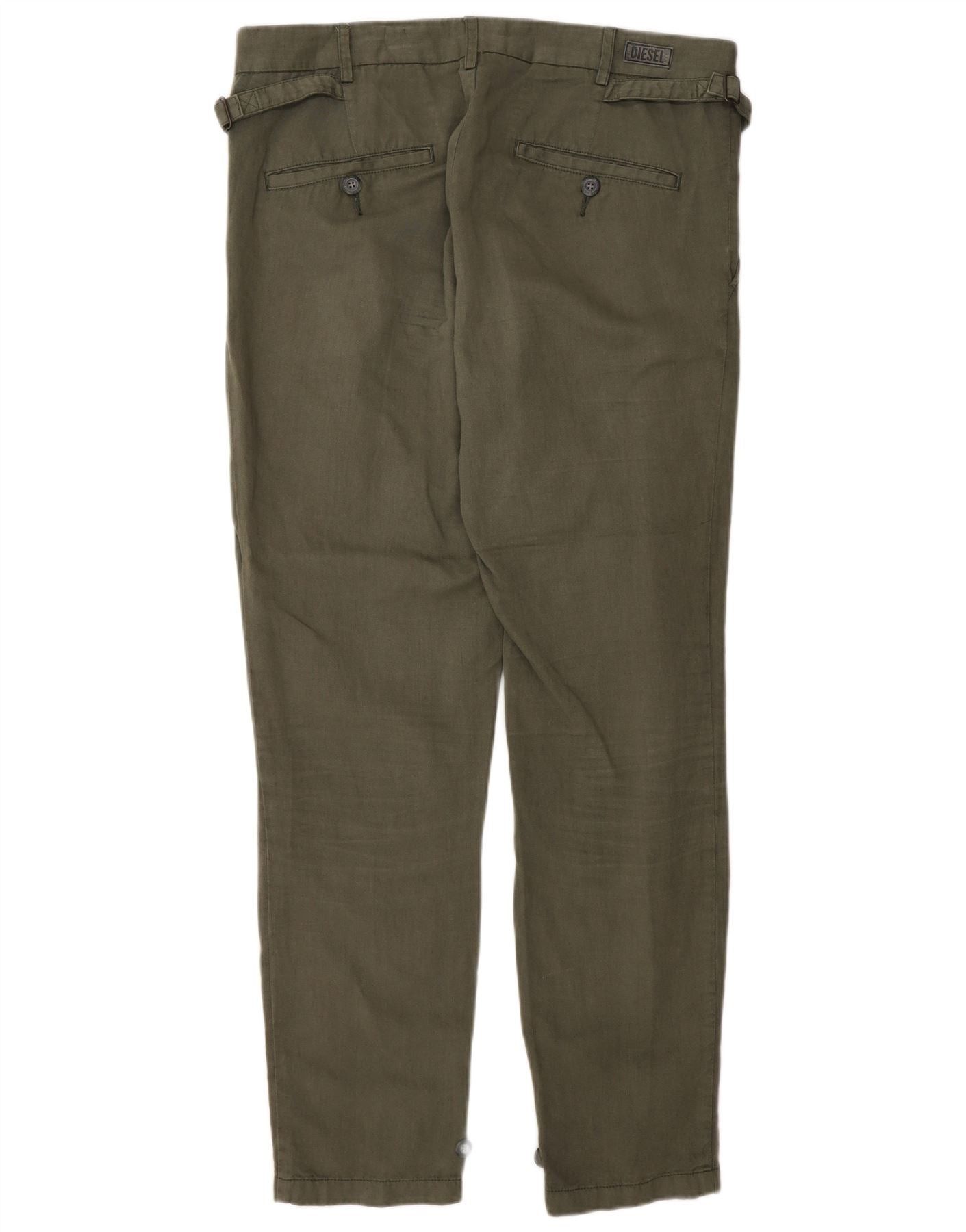 Diesel Womens Pegged Chino Trousers W30 L29 Green Cotton Size 24" / US 00 / IT 34 - 3 Thumbnail