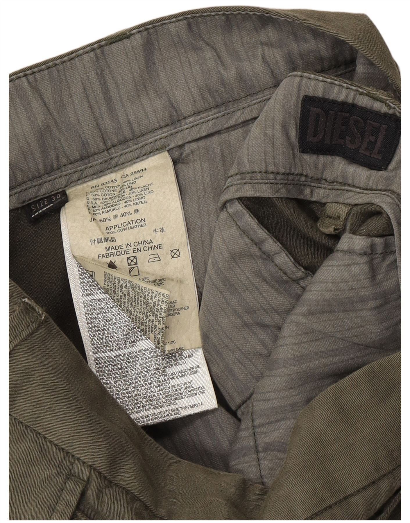 Diesel Womens Pegged Chino Trousers W30 L29 Green Cotton Size 24" / US 00 / IT 34 - 4 Thumbnail