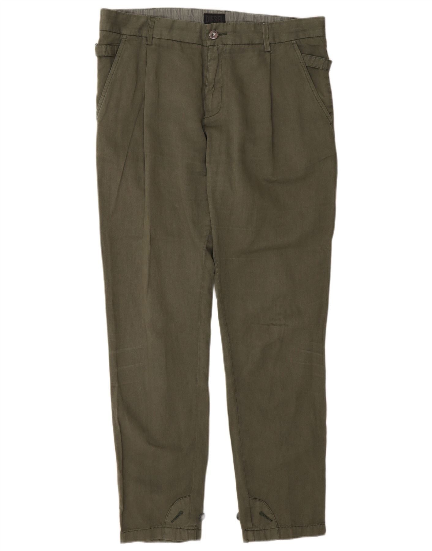 Diesel Womens Pegged Chino Trousers W30 L29 Green Cotton Size 24" / US 00 / IT 34 - 2 Thumbnail