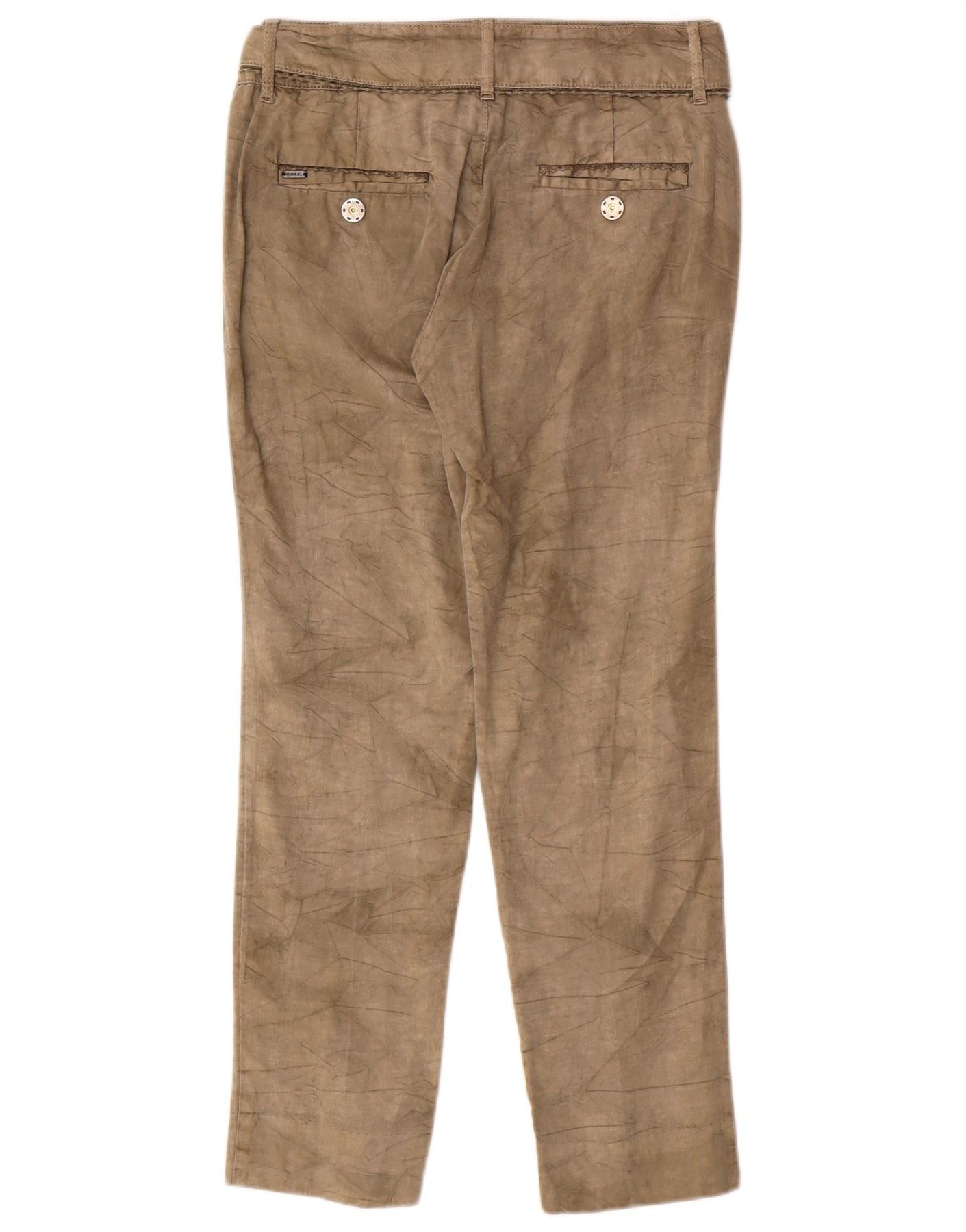 Diesel Womens Slim Chino Trousers W26 L27 Khaki Cotton Size 26" / US 2 / IT 38 - 2 Thumbnail