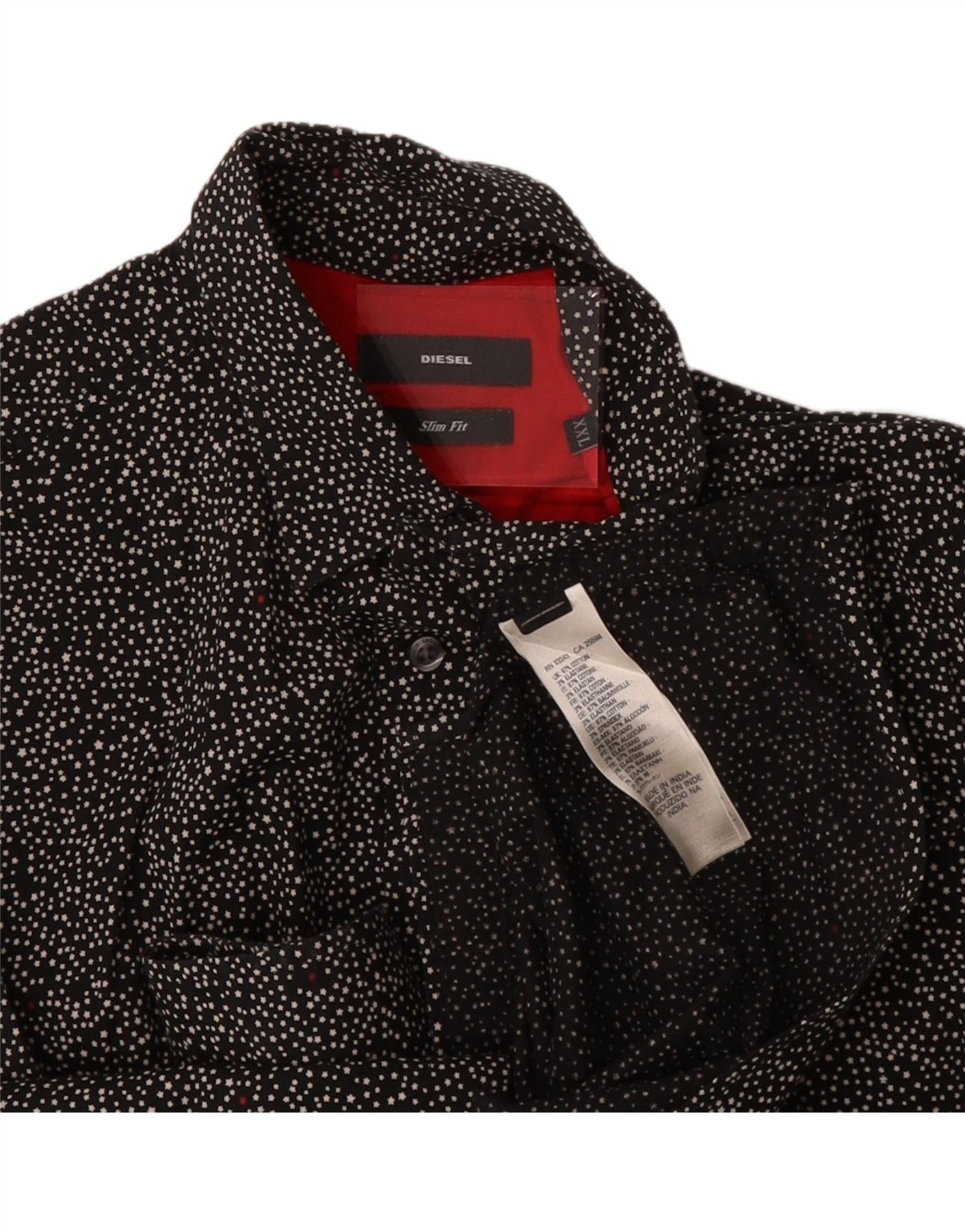 Diesel Mens Slim Fit Shirt 2XL Black Spotted Cotton Size US XXL / EU 58 / 5 - 5 Thumbnail