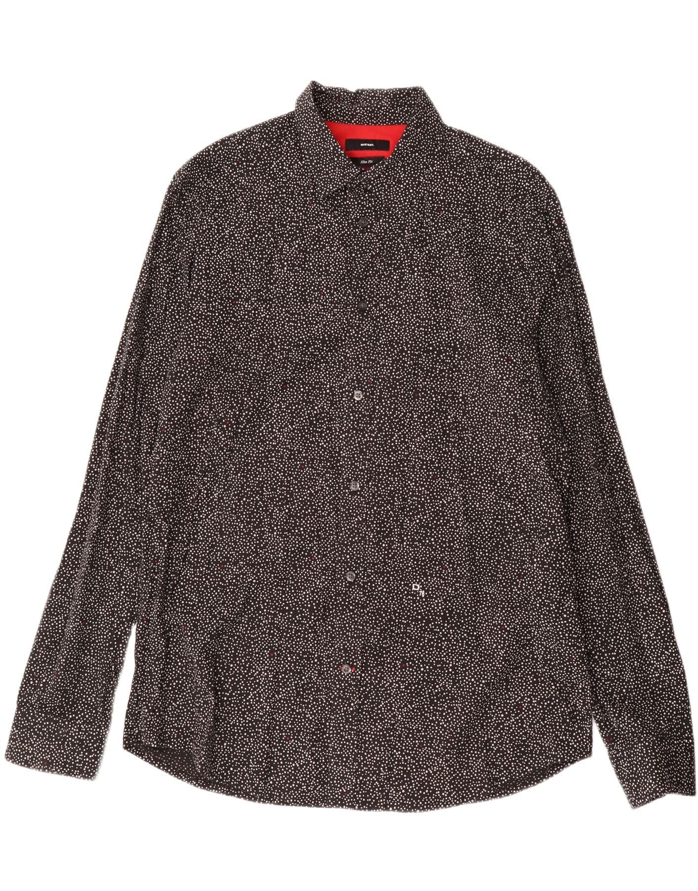 Diesel Mens Slim Fit Shirt 2XL Black Spotted Cotton Size US XXL / EU 58 / 5 - 3 Thumbnail