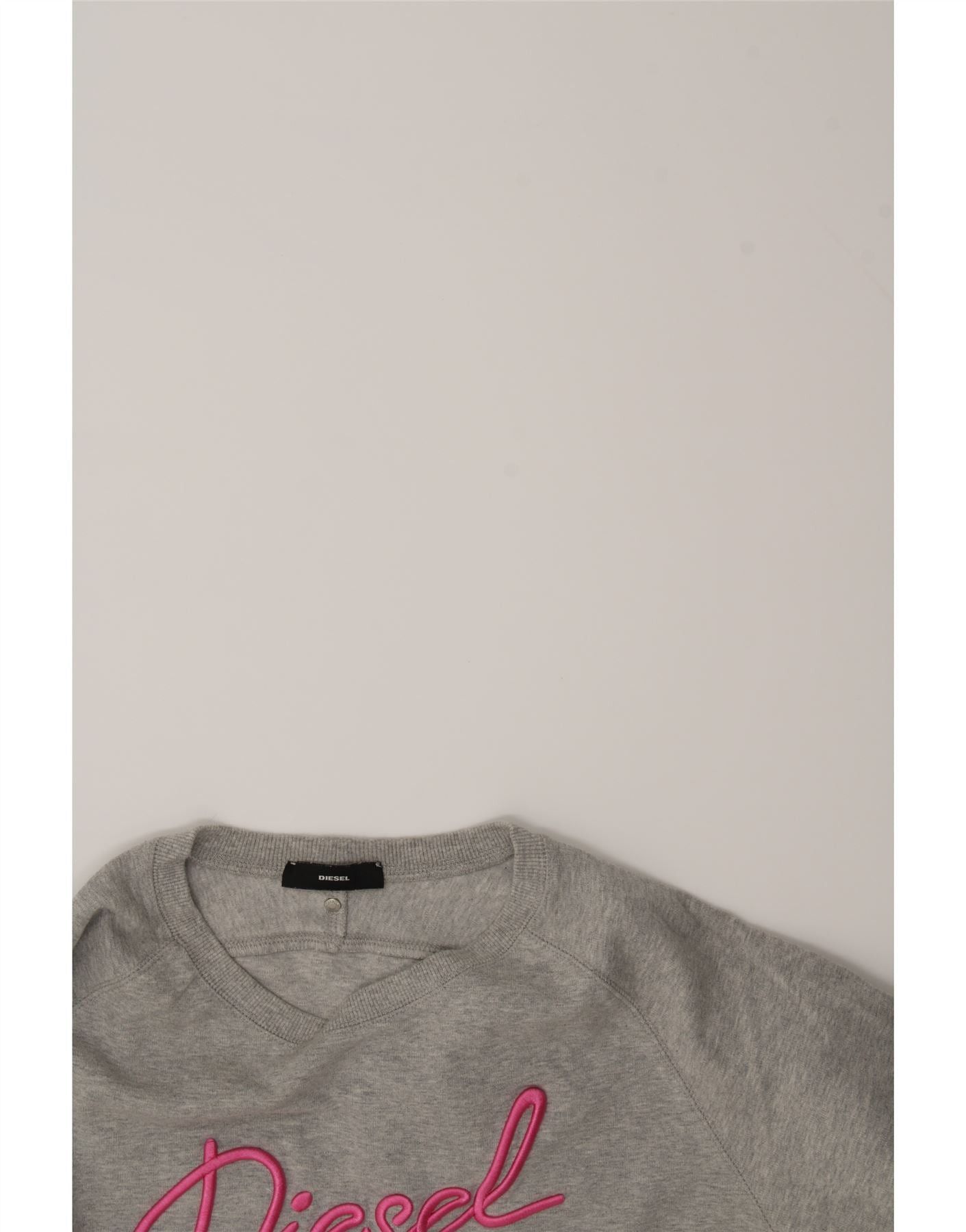 Diesel Womens Graphic Sweatshirt Jumper UK 14 Medium Grey Cotton Size M / US 6-8 / IT 42-44 - 3 Thumbnail