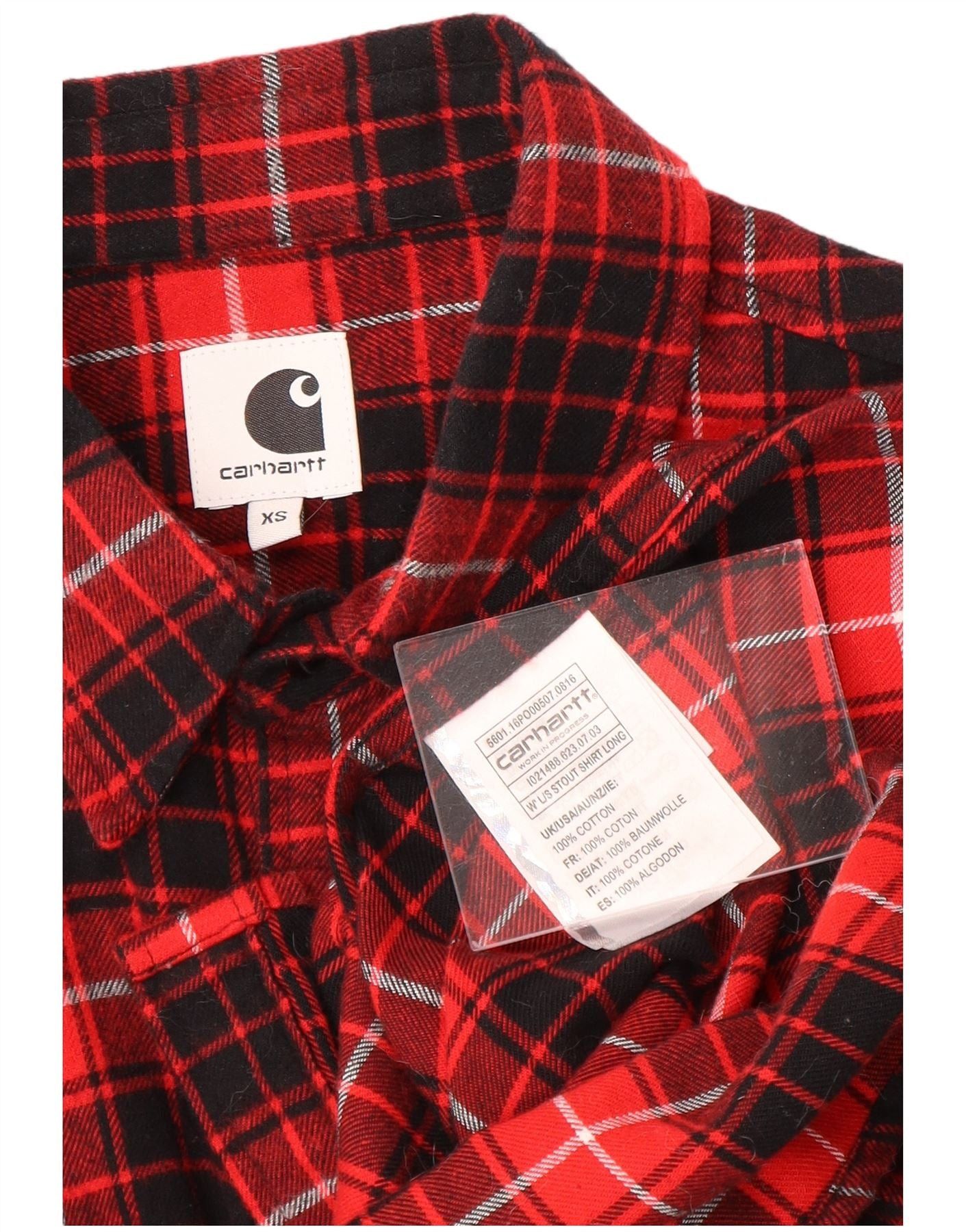 Carhartt Mens Flannel Shirt XS Red Check Cotton Size US XS / EU 42 / 0 - 3 Thumbnail