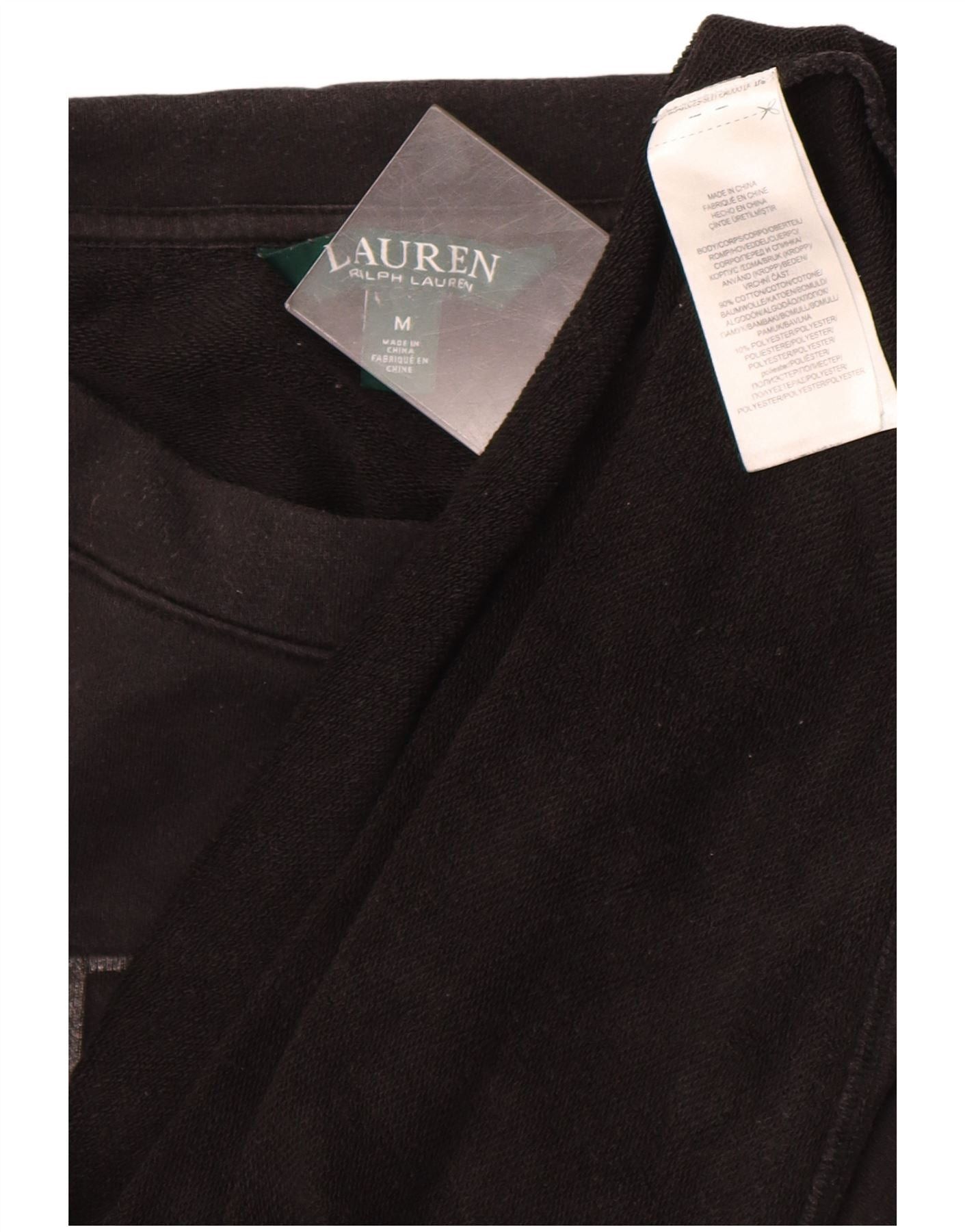 Ralph Lauren Womens Graphic Overd Sweatshirt Jumper UK 14 Medium Black Size L / US 10 / IT 46 - 3 Thumbnail