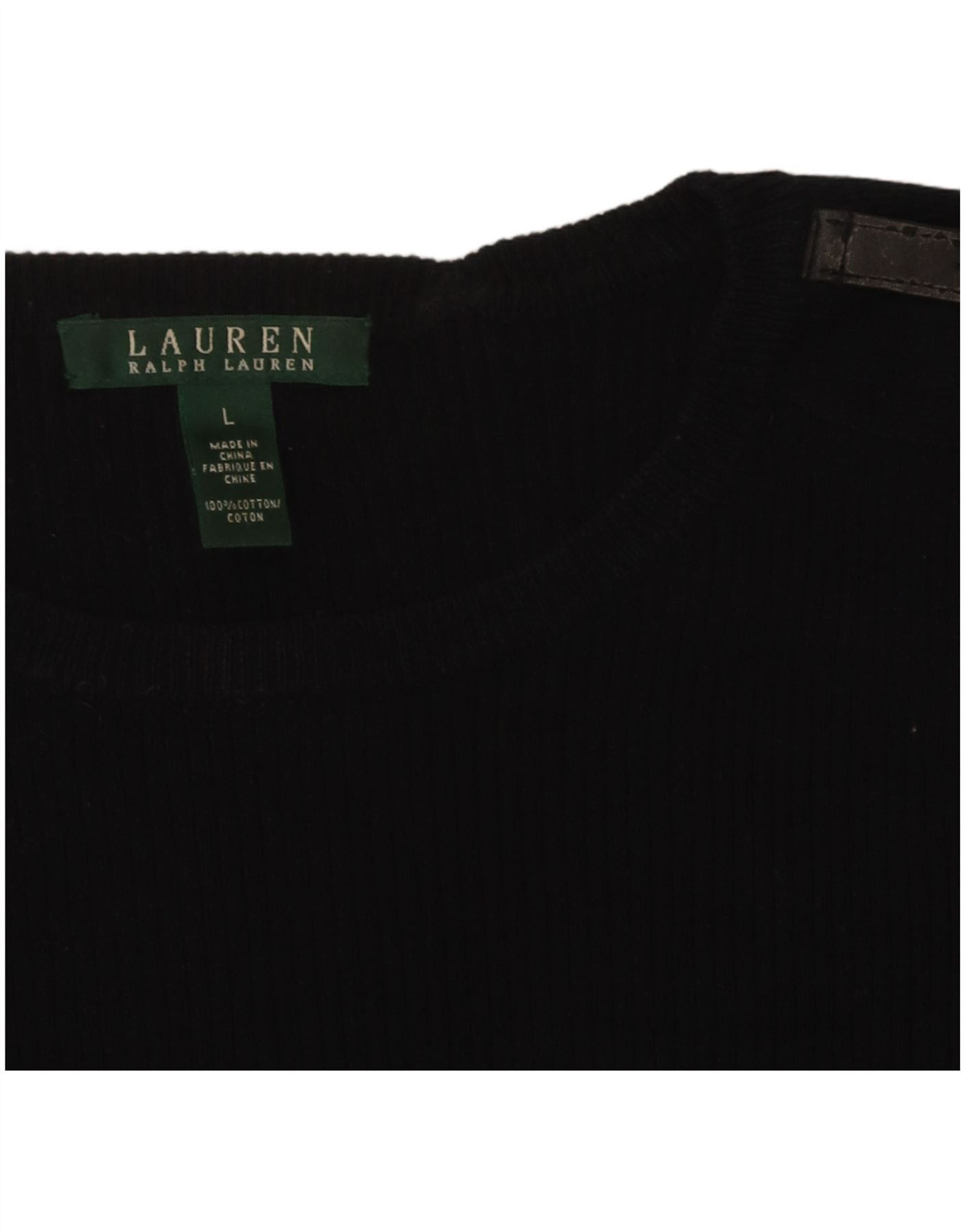 Ralph Lauren Womens Crew Neck Jumper Sweater UK 14 Large Black Cotton Size S / US 4 / IT 40 - 3 Thumbnail
