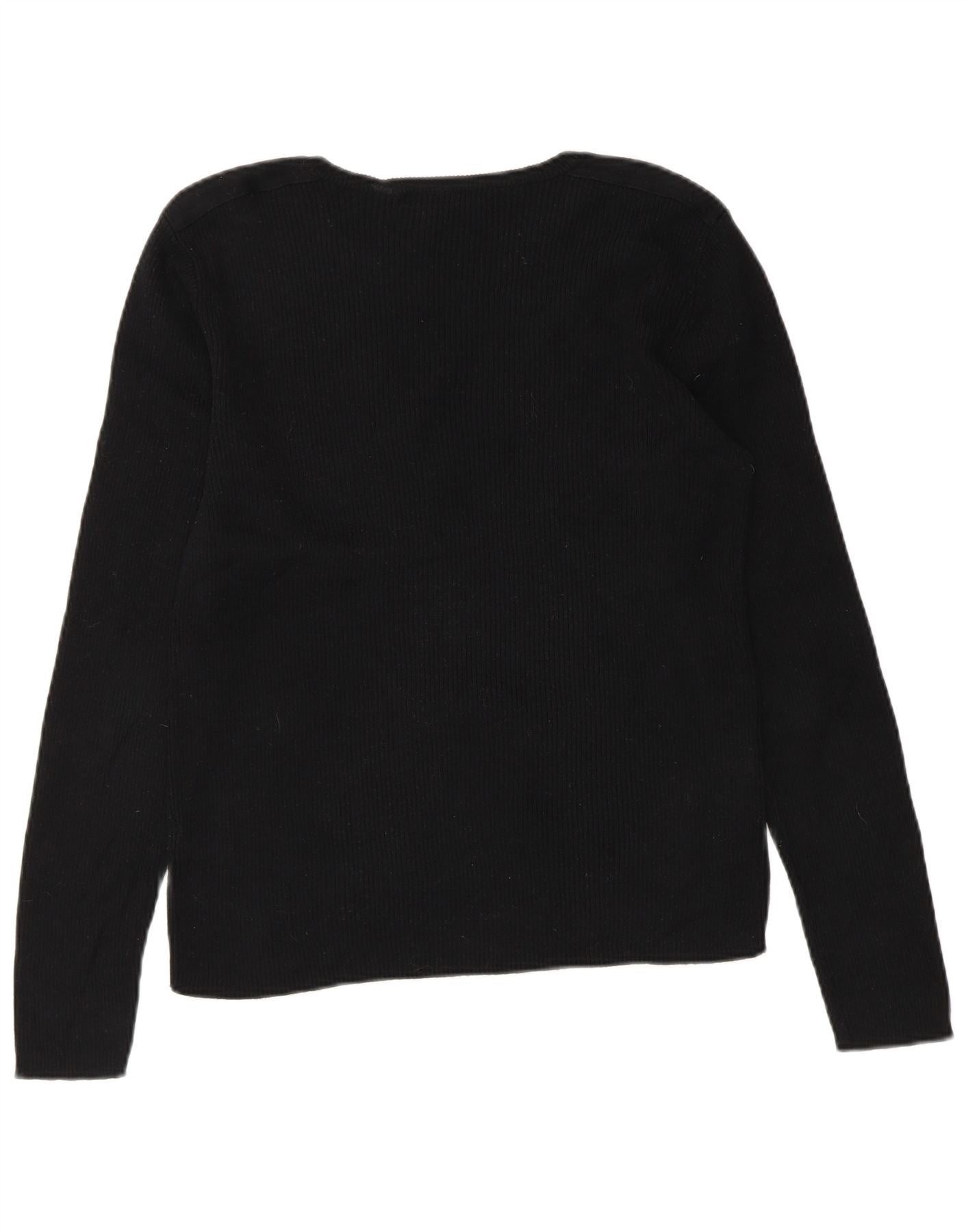 Ralph Lauren Womens Crew Neck Jumper Sweater UK 14 Large Black Cotton Size S / US 4 / IT 40 - 2 Thumbnail