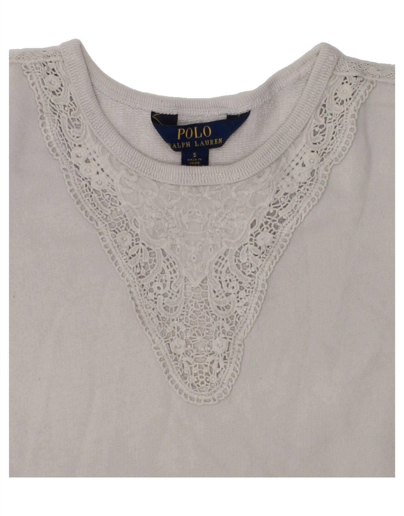 Polo Ralph Lauren Girls Sweatshirt Jumper 4-5 Years Off White Cotton Size XS / US 0-2 / IT 36-38 - 5 Thumbnail