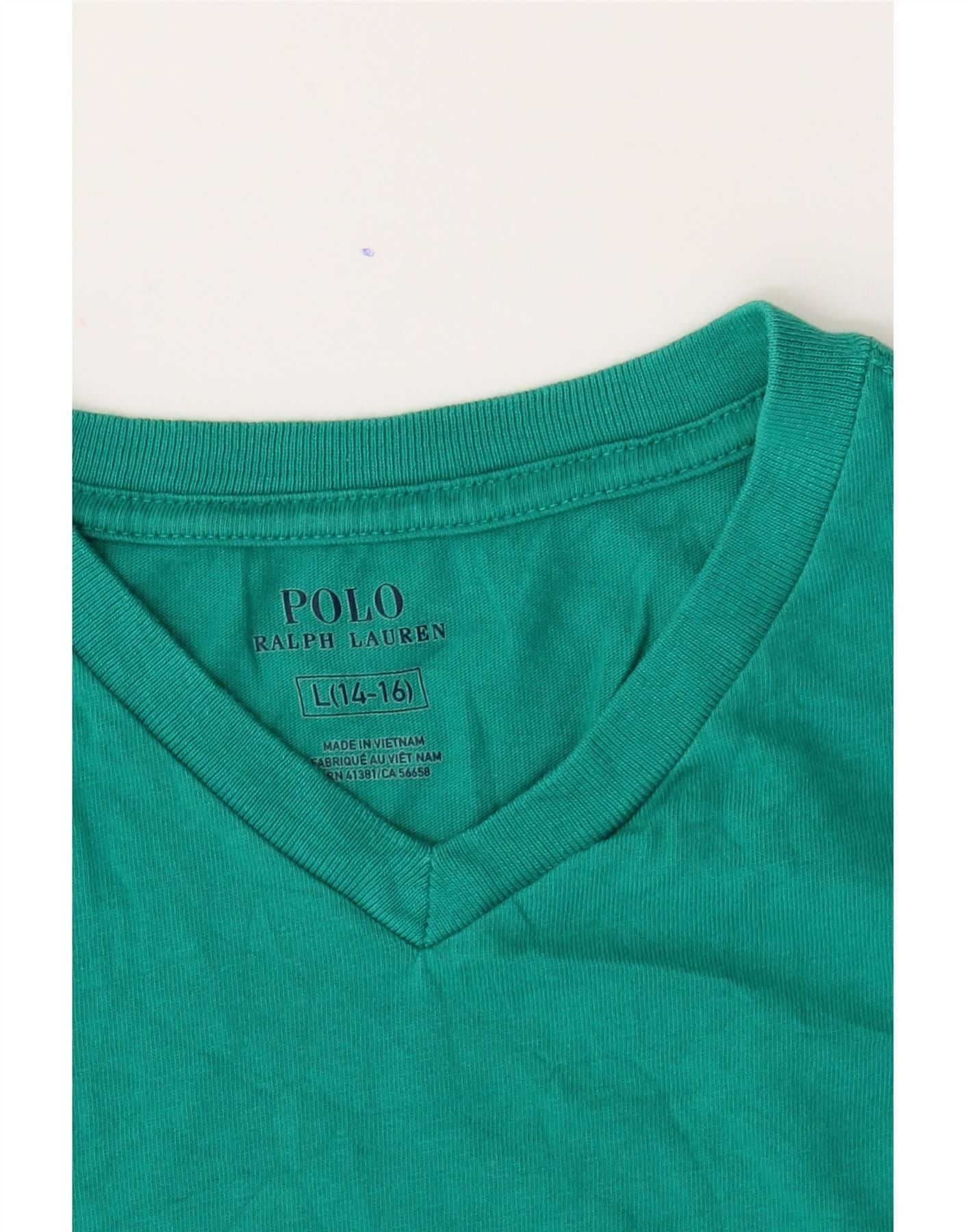 Polo Ralph Lauren Girls T-Shirt Top 14-15 Years Large Green Cotton Size L / US 10 / IT 46 - 4 Thumbnail