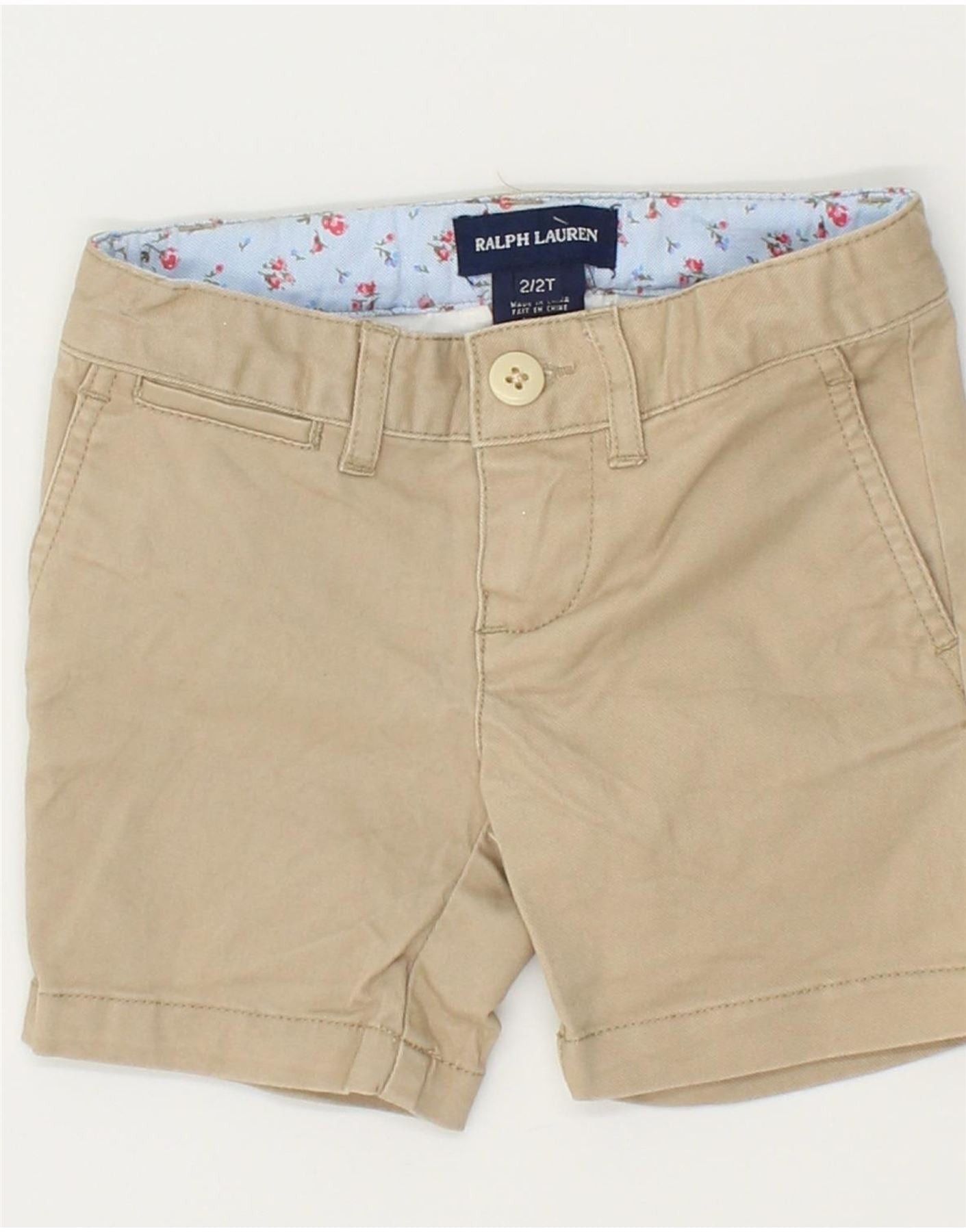 Ralph Lauren Baby Girls Classic Chino Shorts 18-24 Months W18 Beige Cotto Size 24" / US 00 / IT 34 - 3 Thumbnail