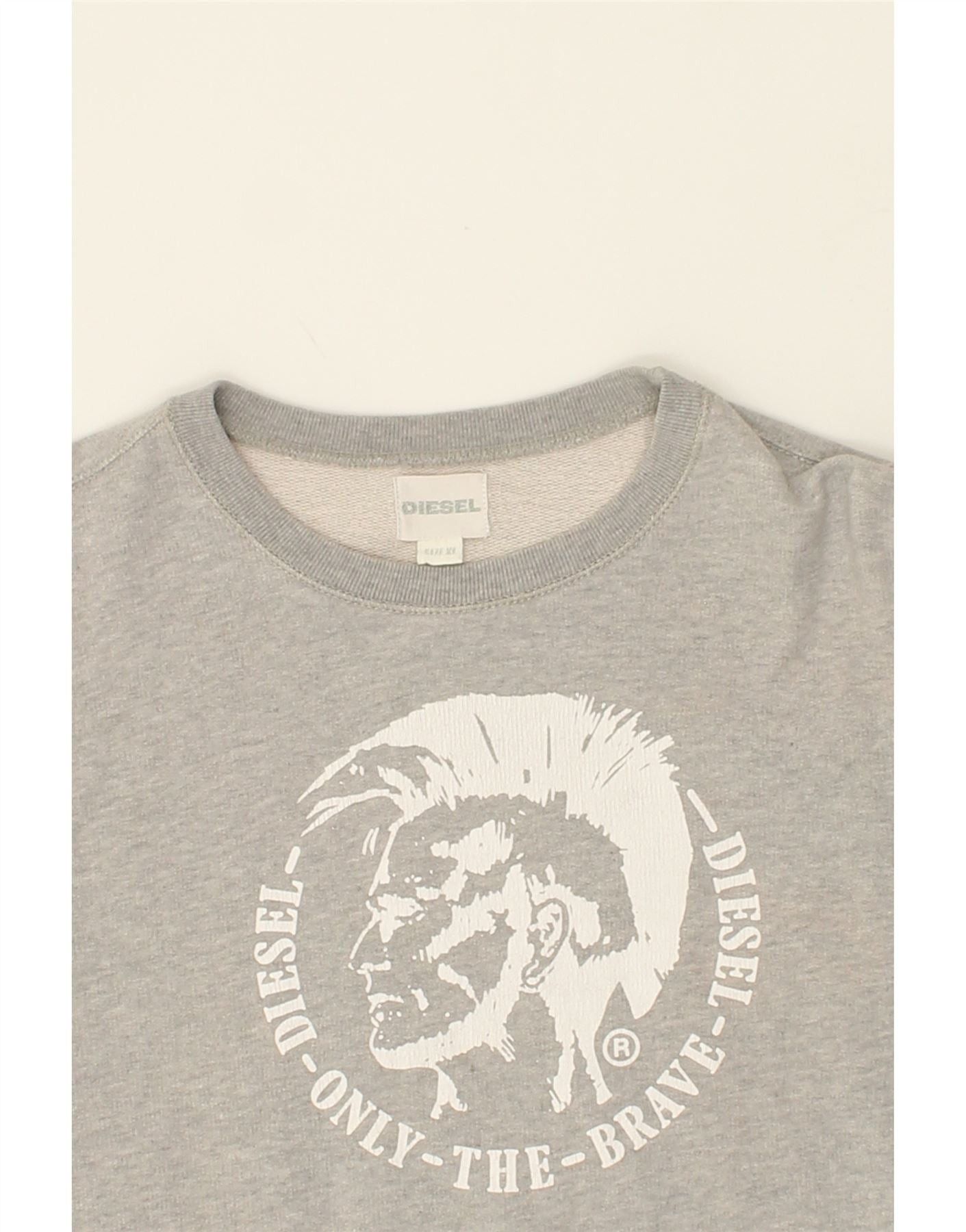Diesel Boys Graphic Sweatshirt Jumper 13-14 Years XL Grey Cotton Size XL / US 12-14 / IT 48-50 - 4 Thumbnail