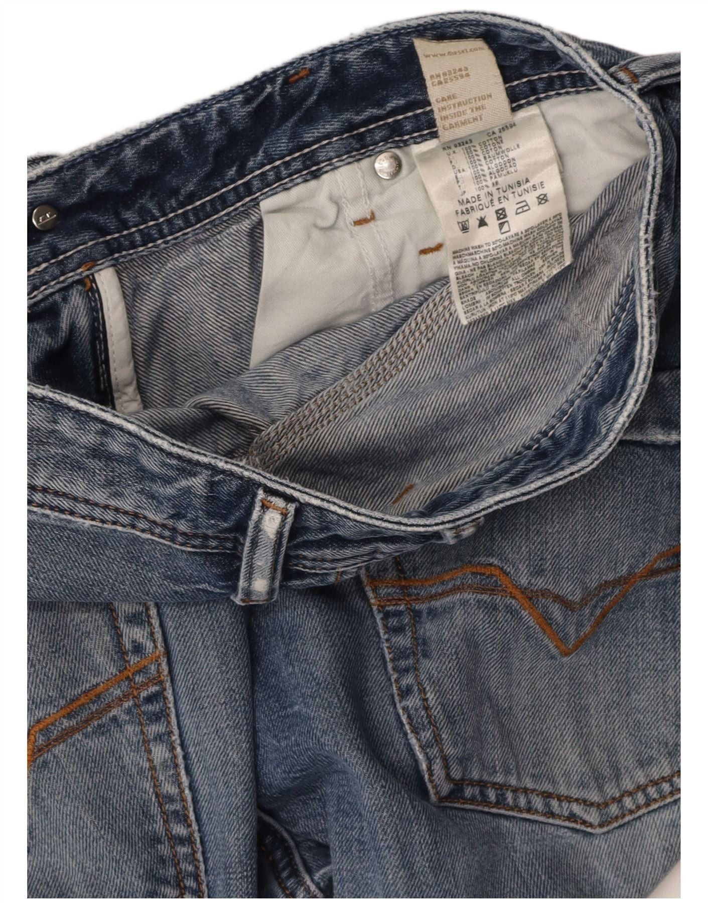 Diesel Womens Krooley Distressed Slim Jeans W29 L34 Blue Cotton Size 42" / US 20 - 4 Thumbnail