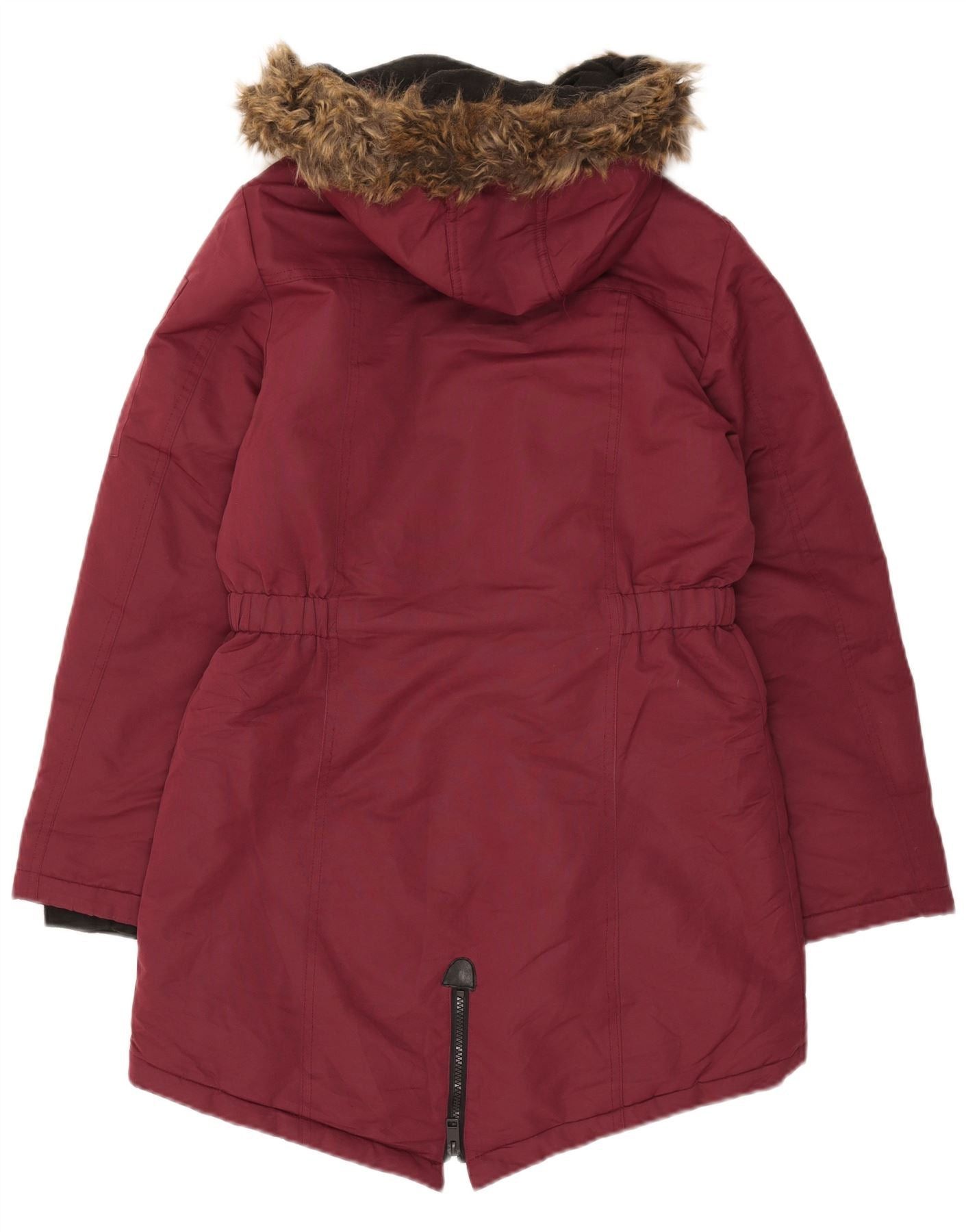 Diesel Womens Hooded Padded Coat UK 14 Medium Burgundy Polyester Size S / US 4 / IT 40 - 2 Thumbnail