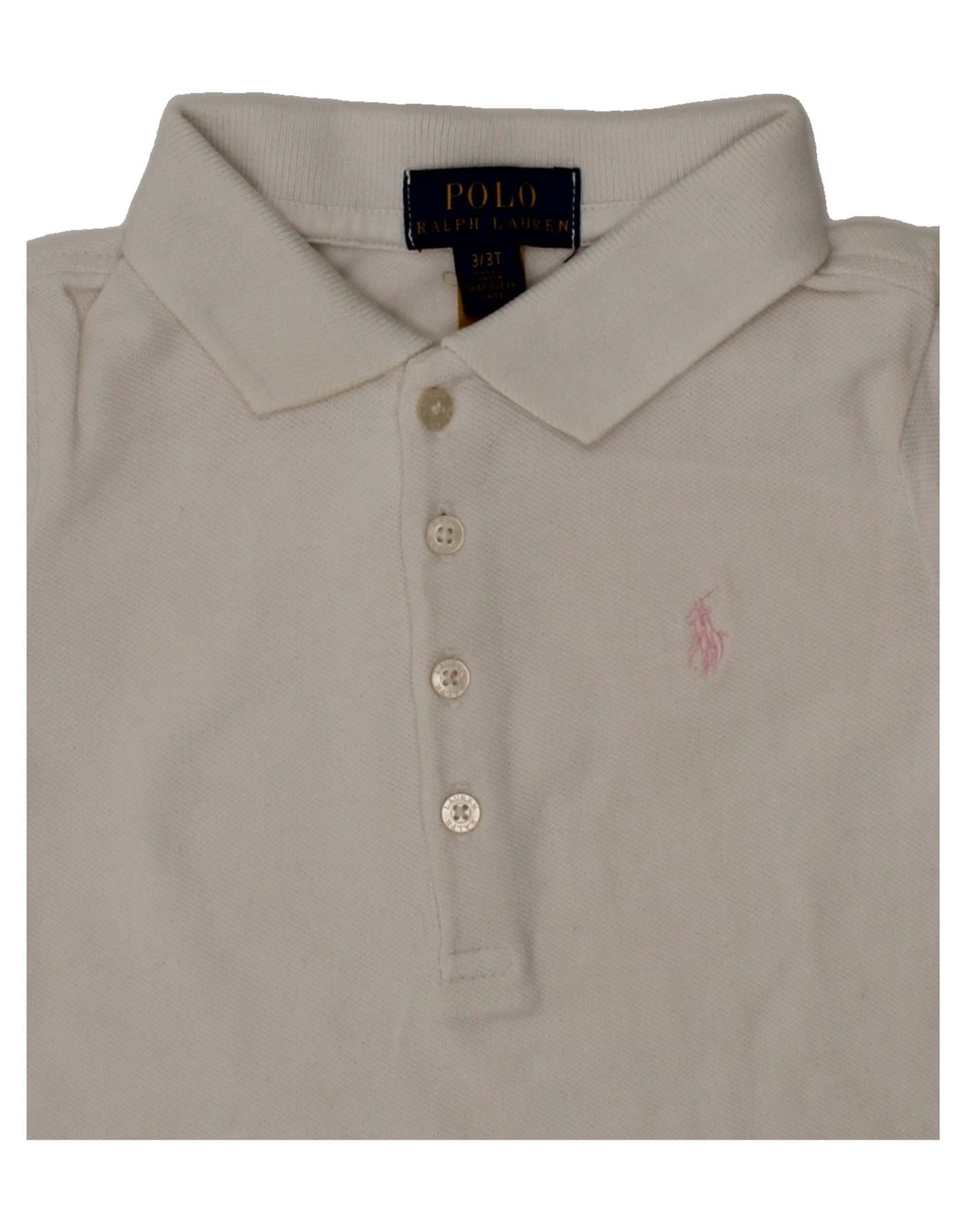 Polo Ralph Lauren Girls Polo Shirt 2-3 Years White Cotton Size XXS / US 00 / IT 34 - 3 Thumbnail