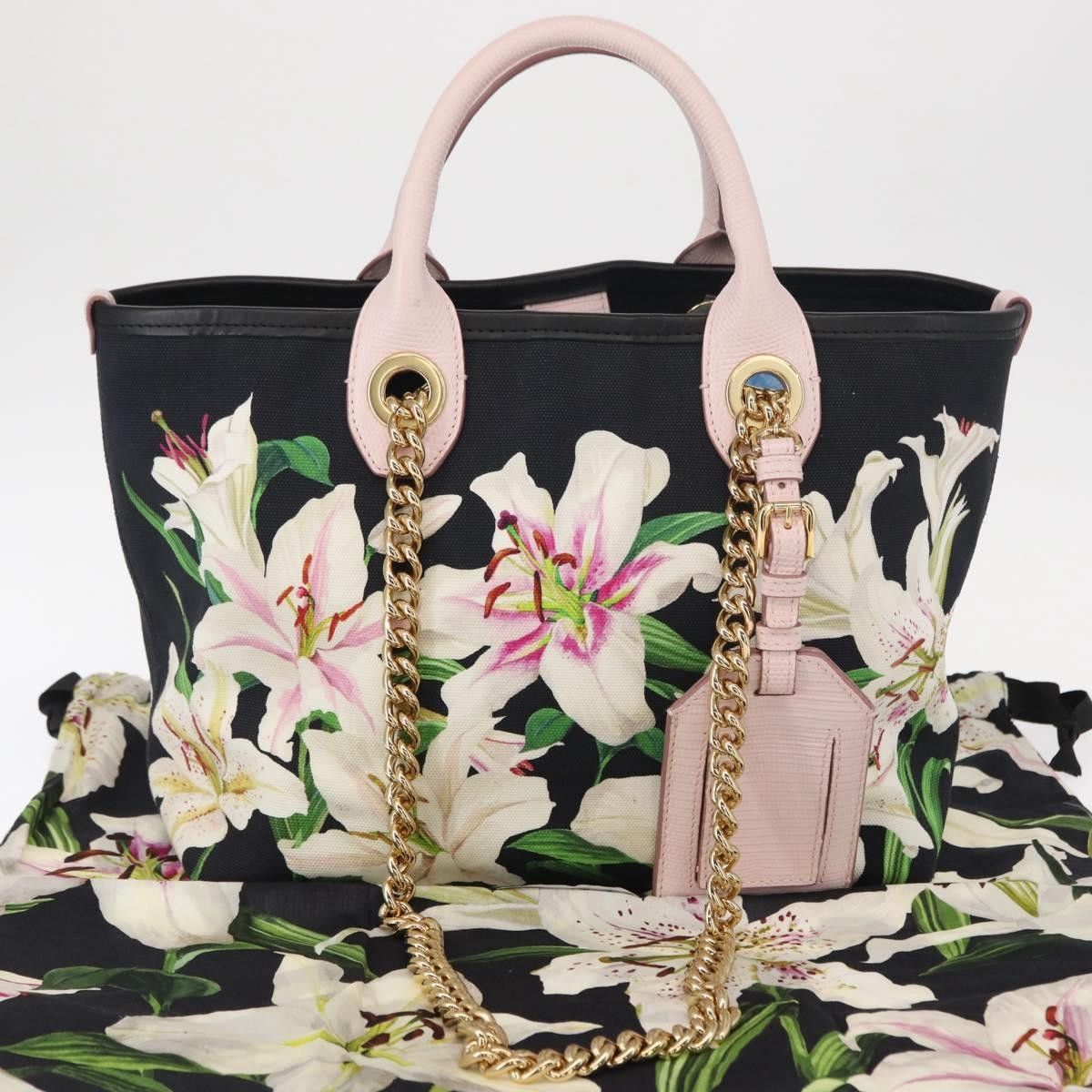 Dolce & Gabbana Dolce & Gabbana Capri Tote Printed Canvas with Lizard Embossed Leather Size ONE SIZE - 16 Thumbnail