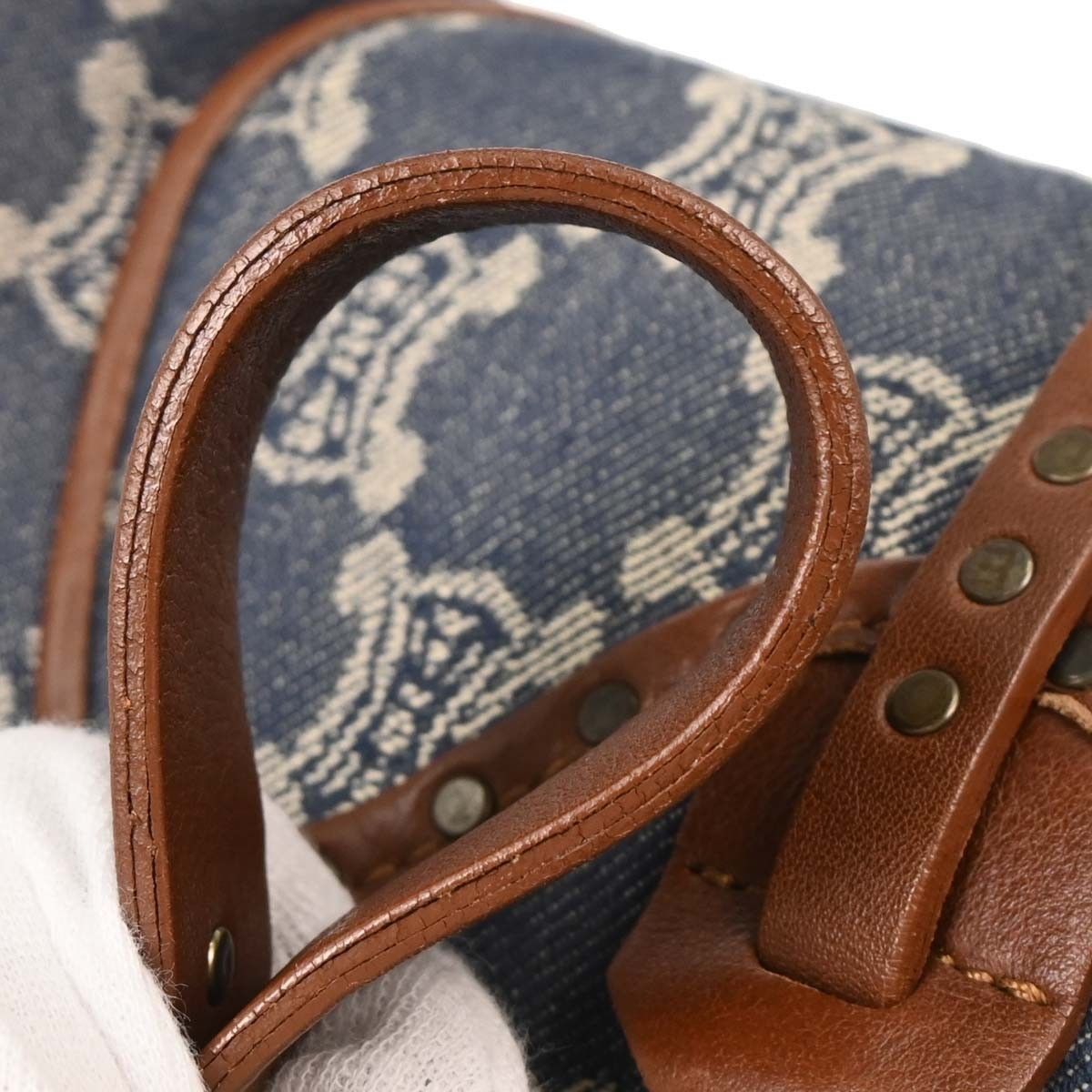 Celine Celine Vintage Triomphe Shoulder Bag Denim with Leather Size ONE SIZE - 4 Thumbnail