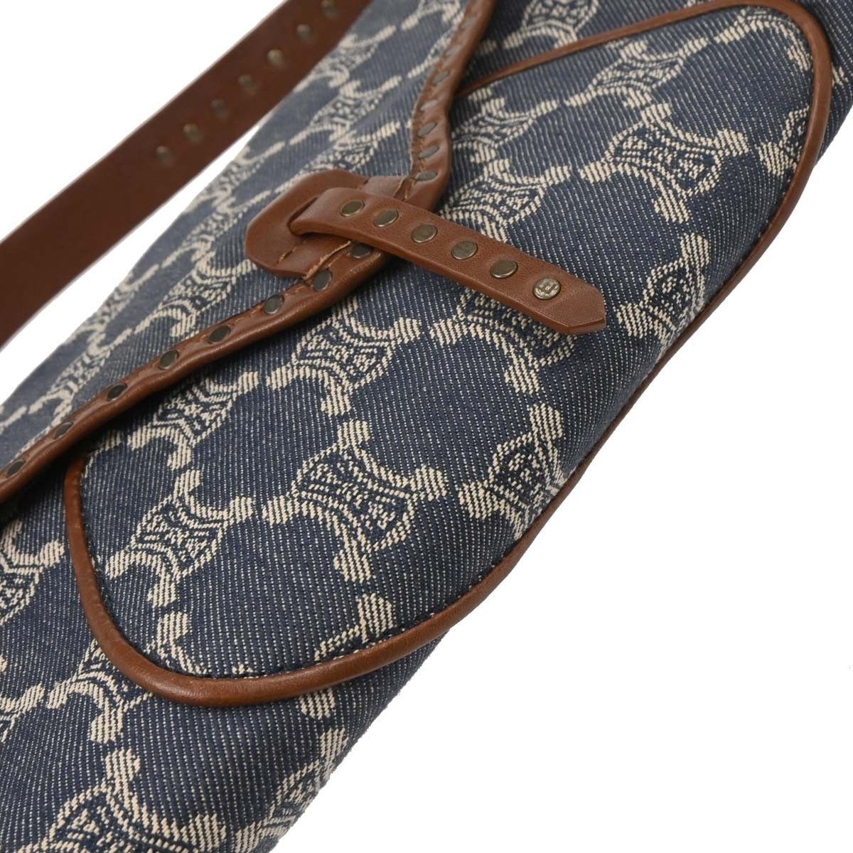Celine Celine Vintage Triomphe Shoulder Bag Denim with Leather Size ONE SIZE - 6 Thumbnail