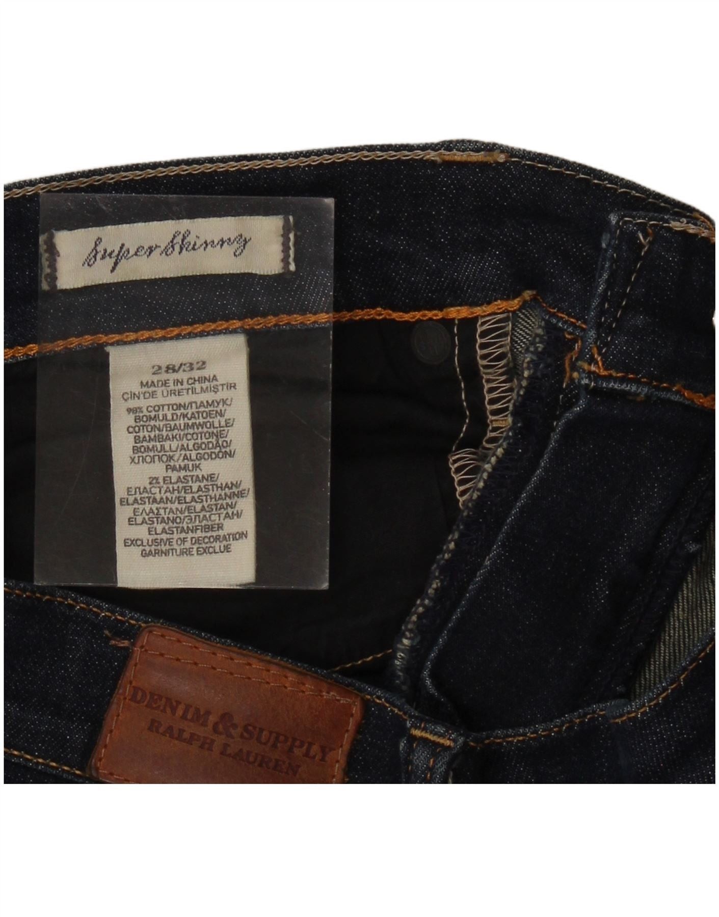 Ralph Lauren Womens Super Skinny Jeans W28 L29 Navy Blue Cotton Size 24" / US 00 / IT 34 - 3 Thumbnail