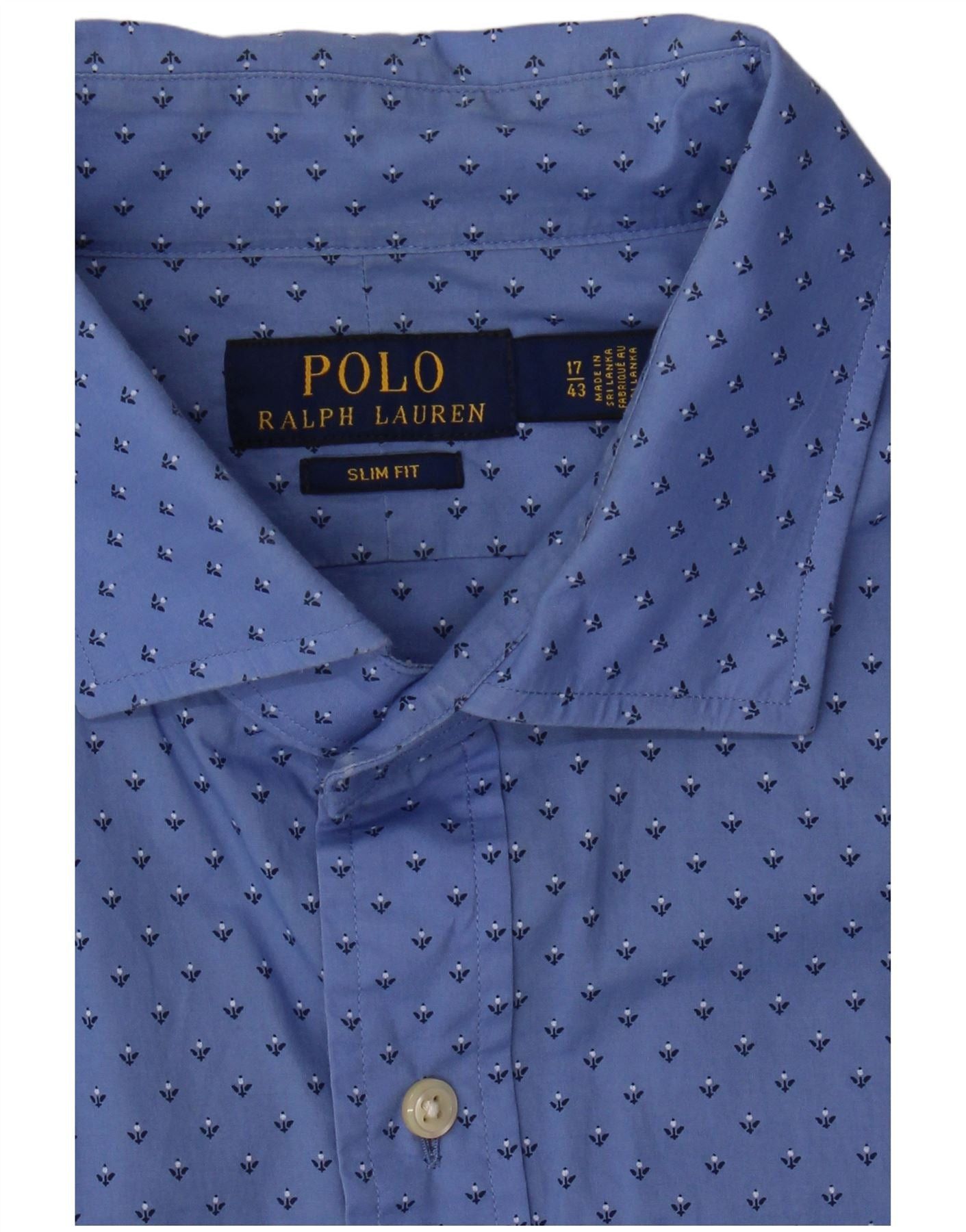 Polo Ralph Lauren Mens Slim Fit Shirt 17 XL Blue Floral Cotton Size US XL / EU 56 / 4 - 3 Thumbnail